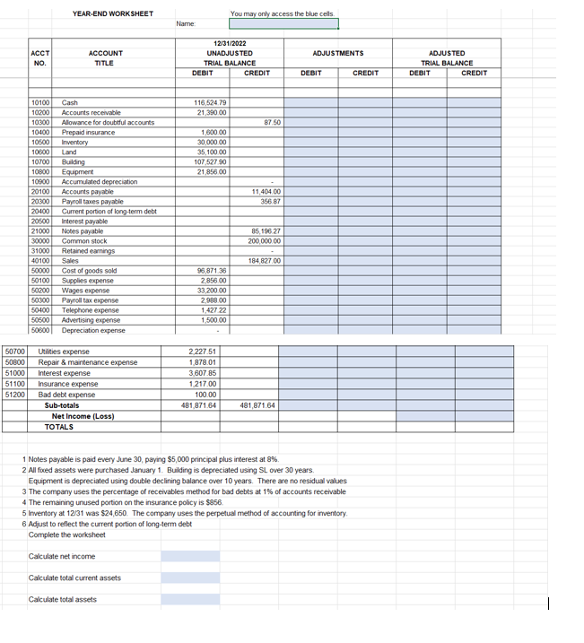  1 Notes payable is paid every June 30, paying \(\$ 5,000\)