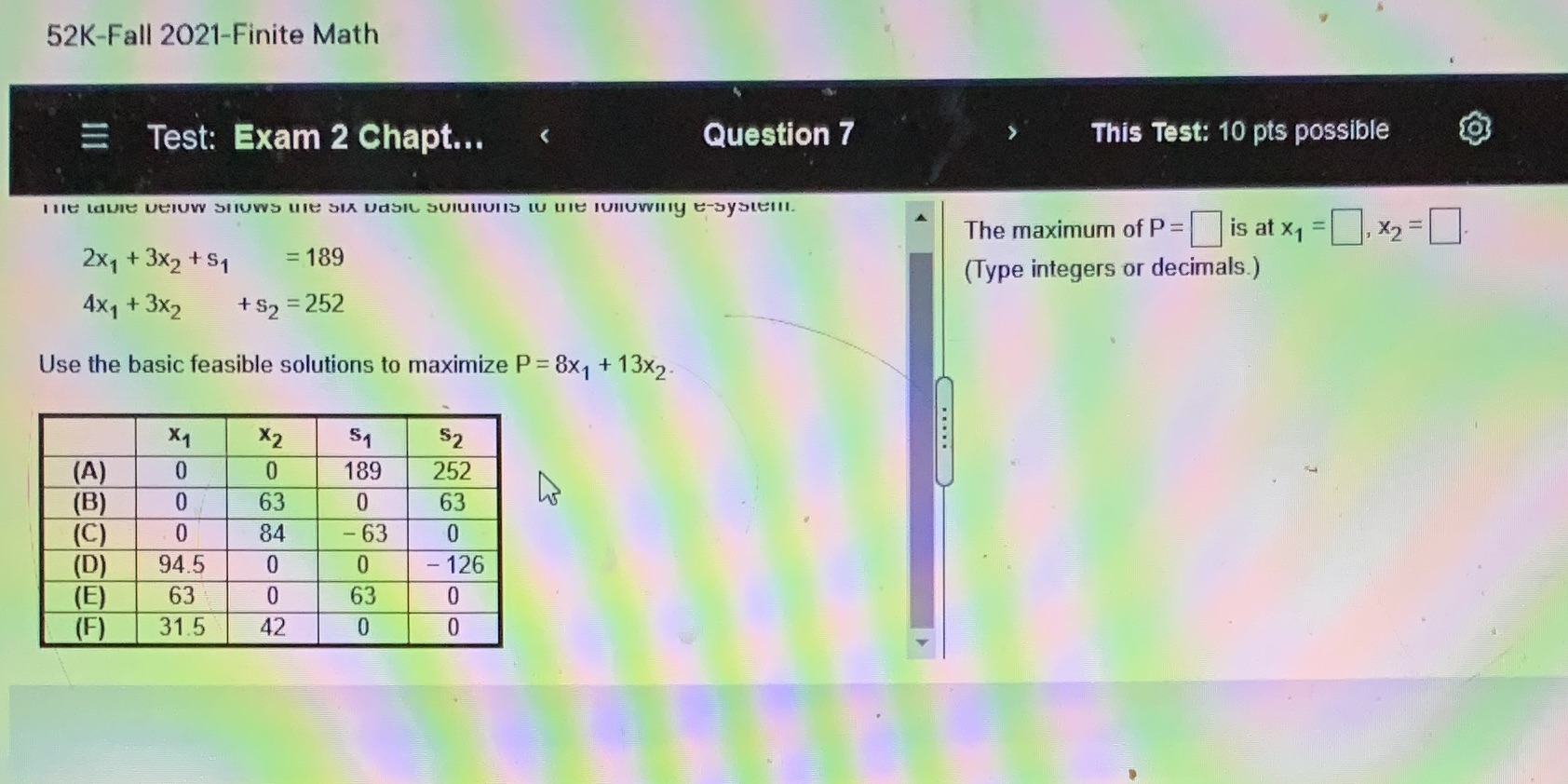  52K-Fall 2021-Finite Math Test: Exam 2 Chapt...