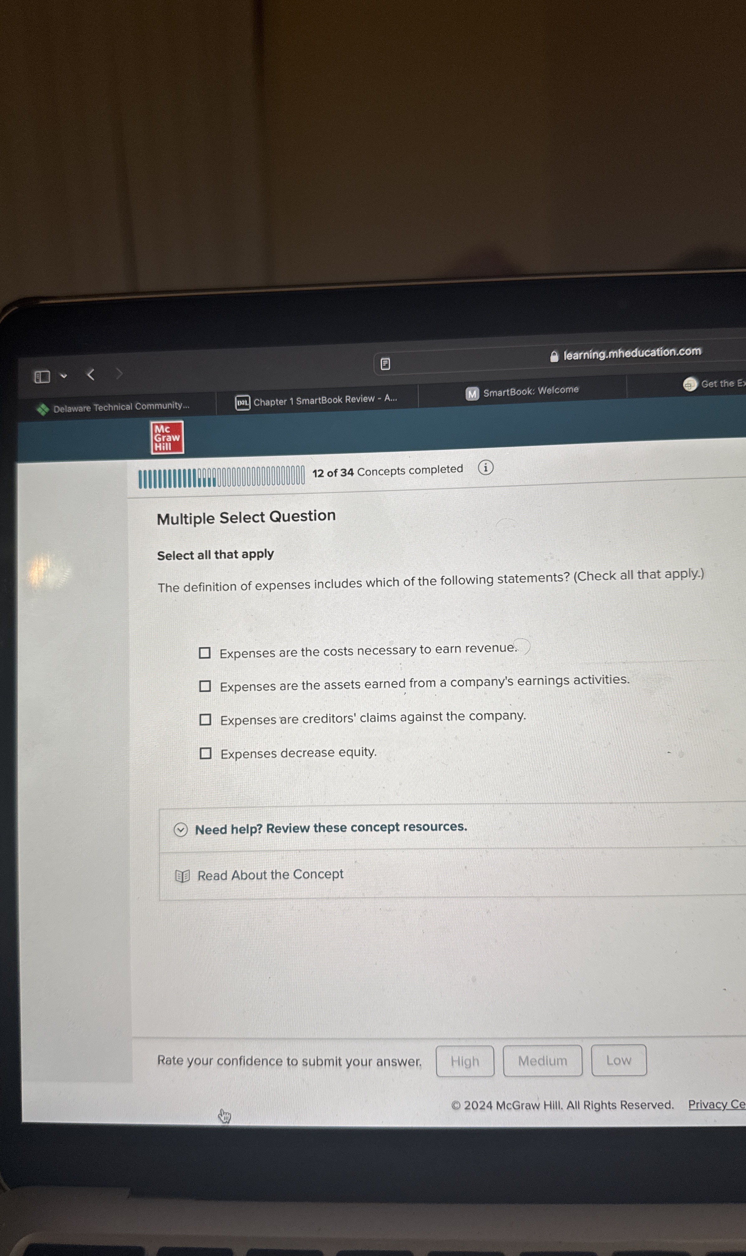  Multiple Select Question Select all that apply The definition of expenses