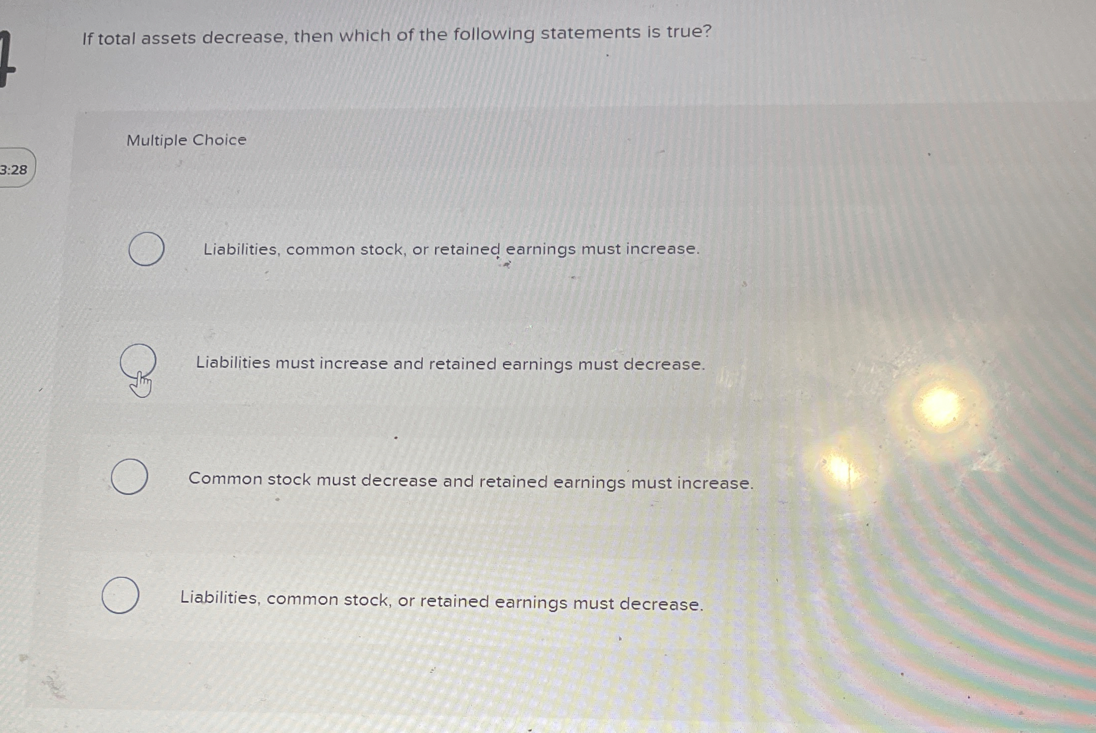  If total assets decrease, then which of the following statements is