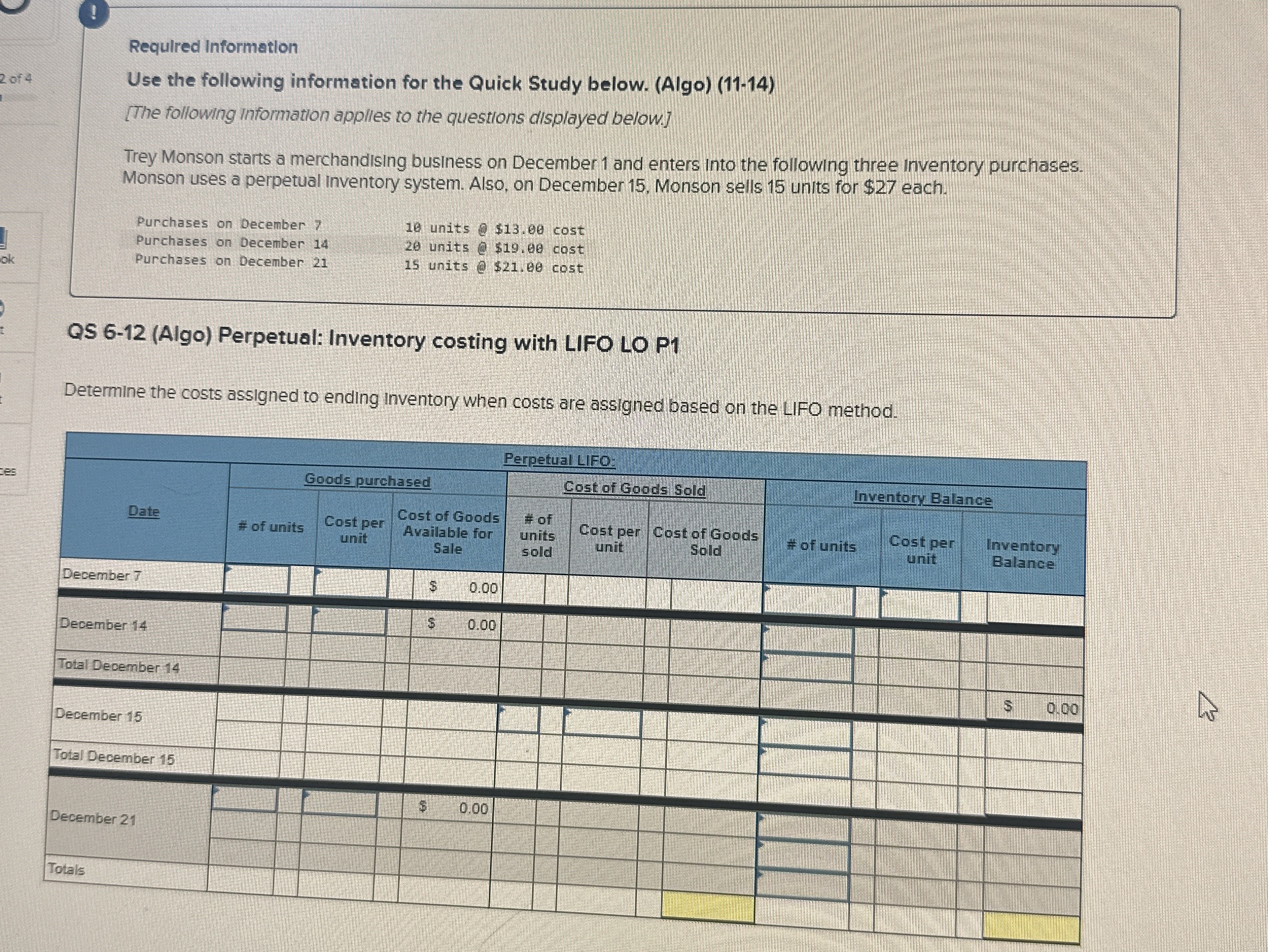  ! Required Information Use the following information for the Quick Study