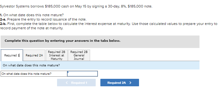  Sylvestor Systems borrows $185,000 cash on May 15 by signing a