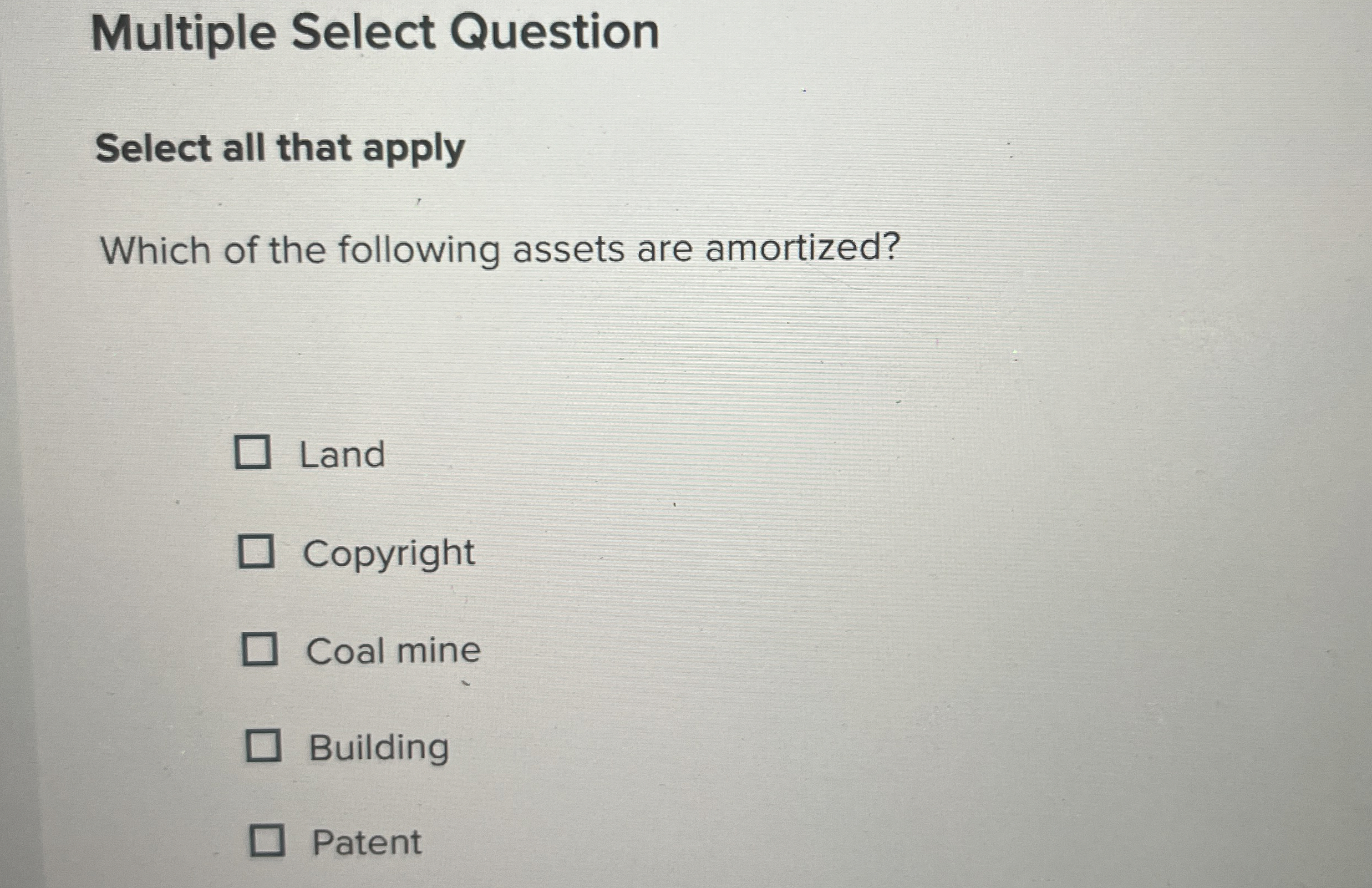  Multiple Select Question Select all that apply Which of the following