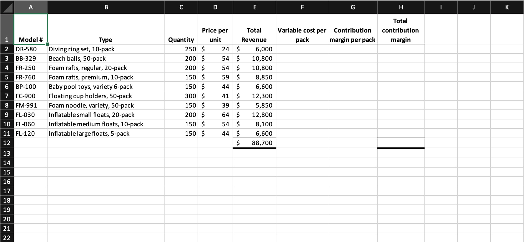  This project only has one attempt. Review the check figures with