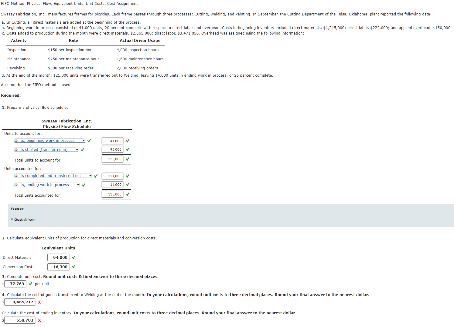  Please help with #4: 4. Calculate the cost of goods transferred