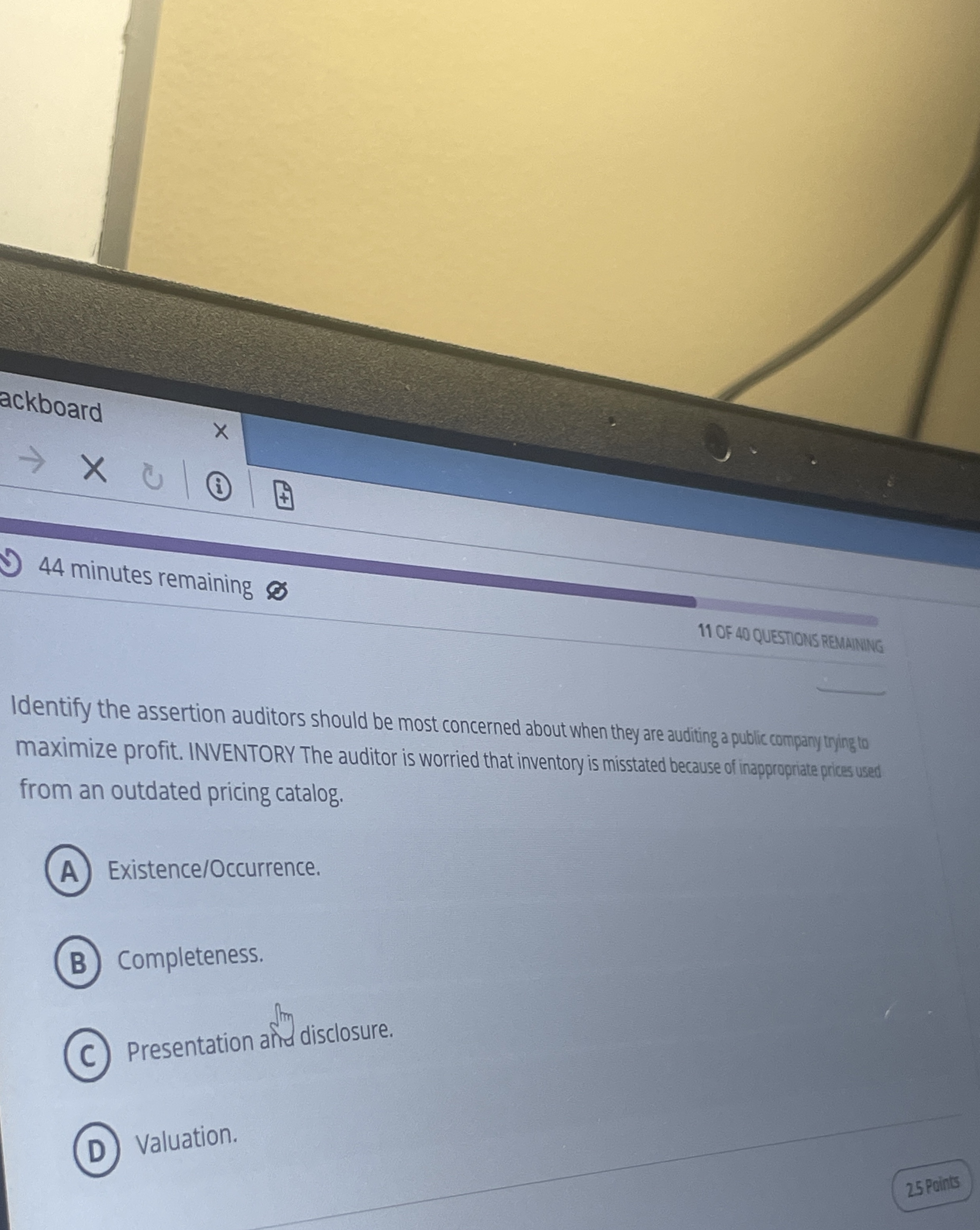  Identify the assertion auditors should be most concerned about when they