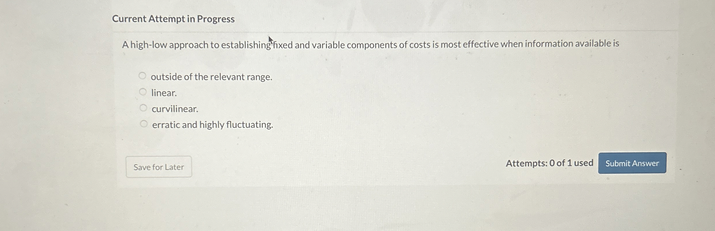  Current Attempt in Progress A high-low approach to establishingfixed and variable
