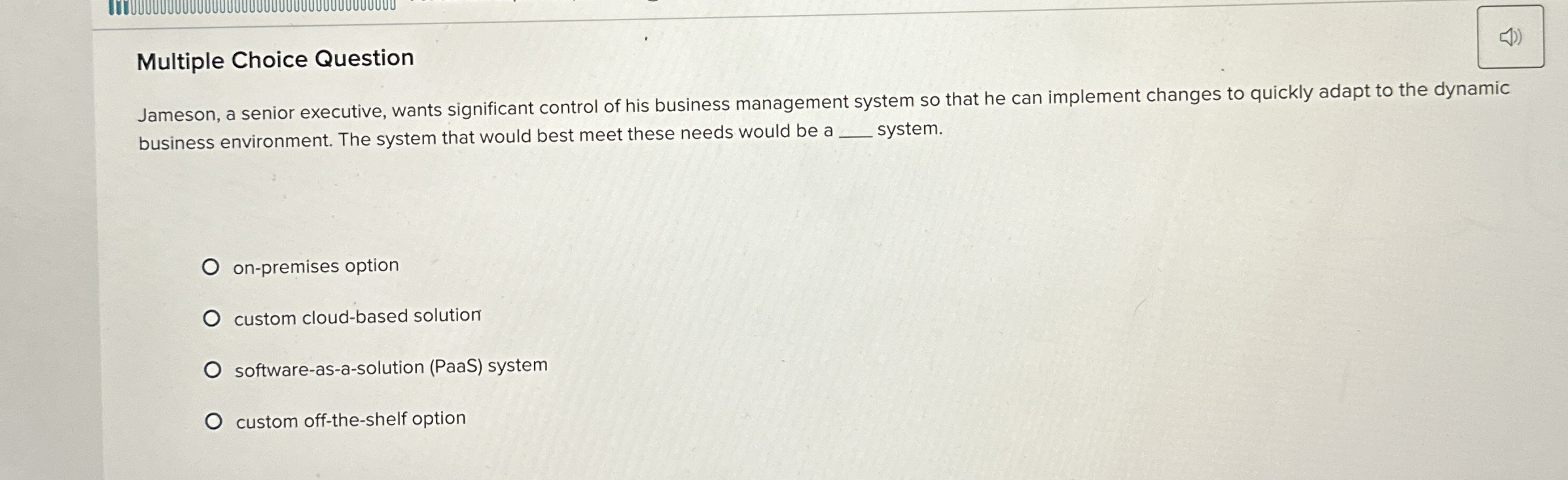  Multiple Choice Question Jameson, a senior executive, wants significant control of