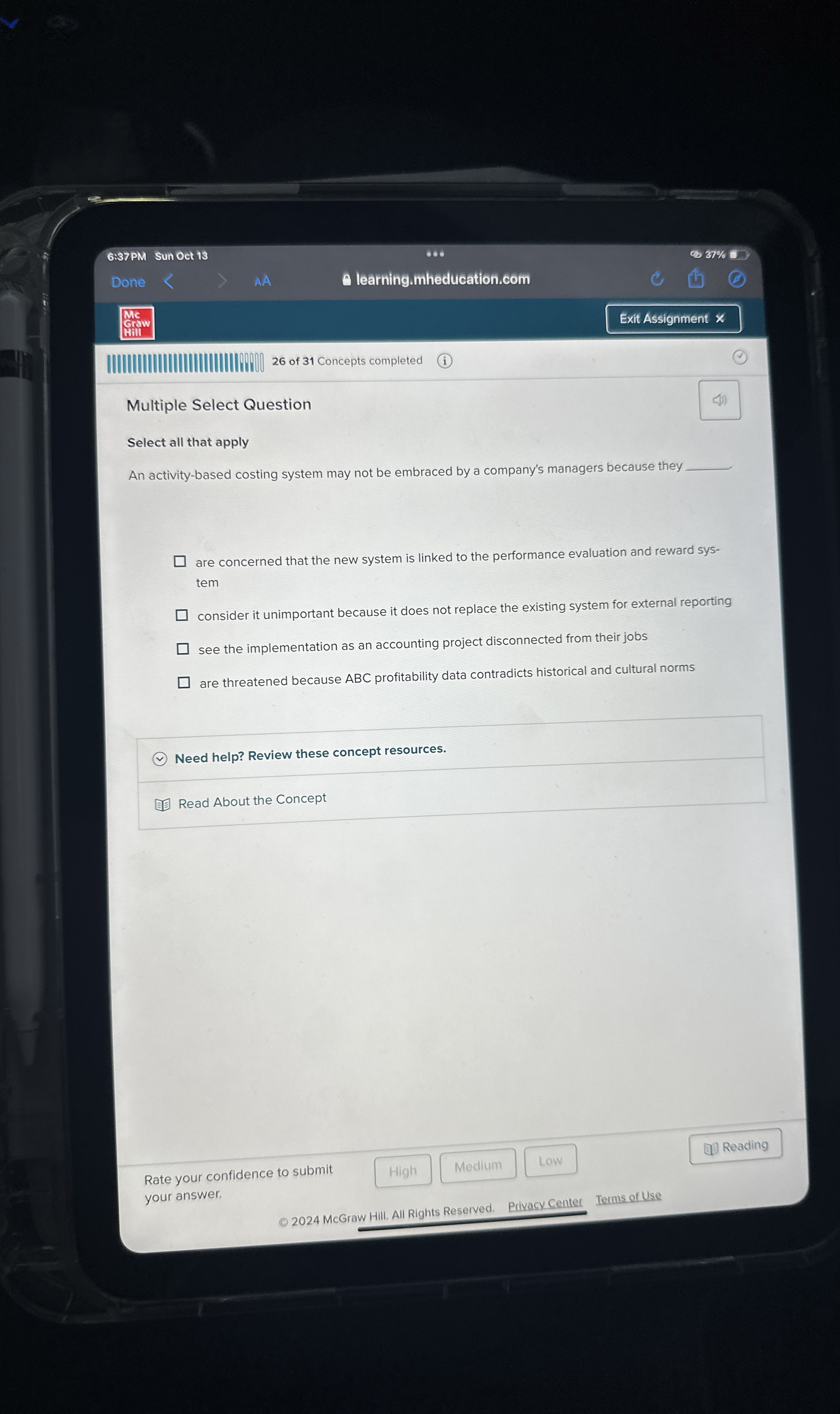  Multiple Select Question Select all that apply An activity-based costing system