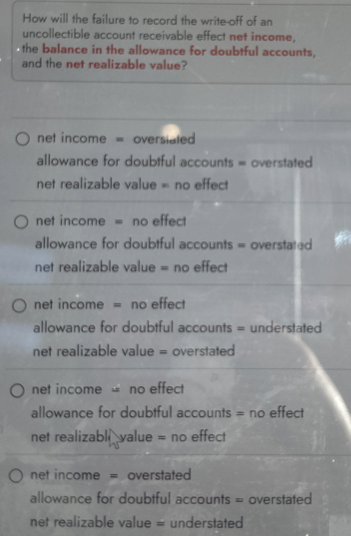  How will the failure to record the write-off of an uncollectible