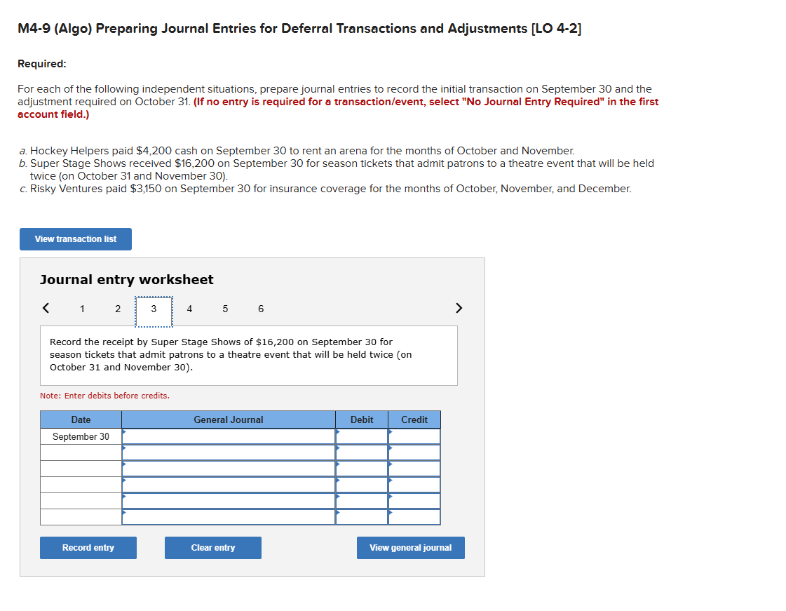  M4-9(Algo) Preparing Journal Entries for Deferral Transactions and Adjustments [LO 4-2]
