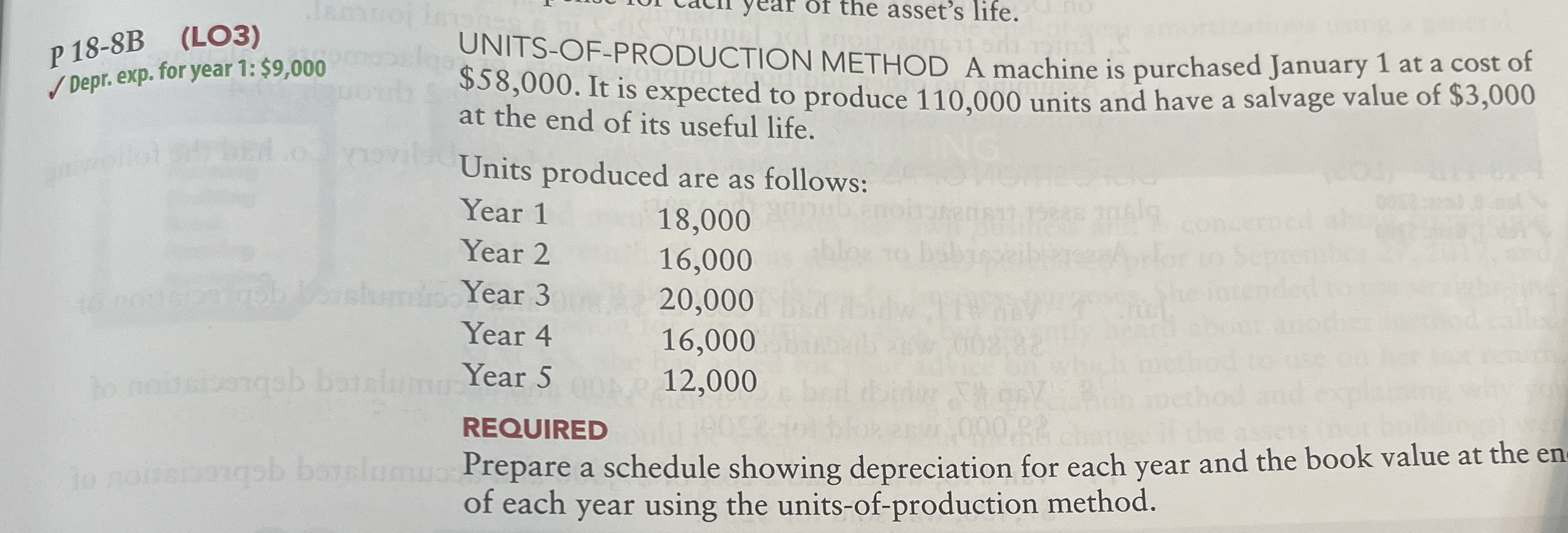  p 18-8B (LO3) Depr. exp. for year 1:$9,000 ot the asset's