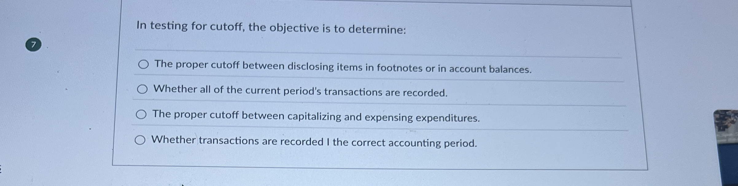  In testing for cutoff, the objective is to determine: The proper
