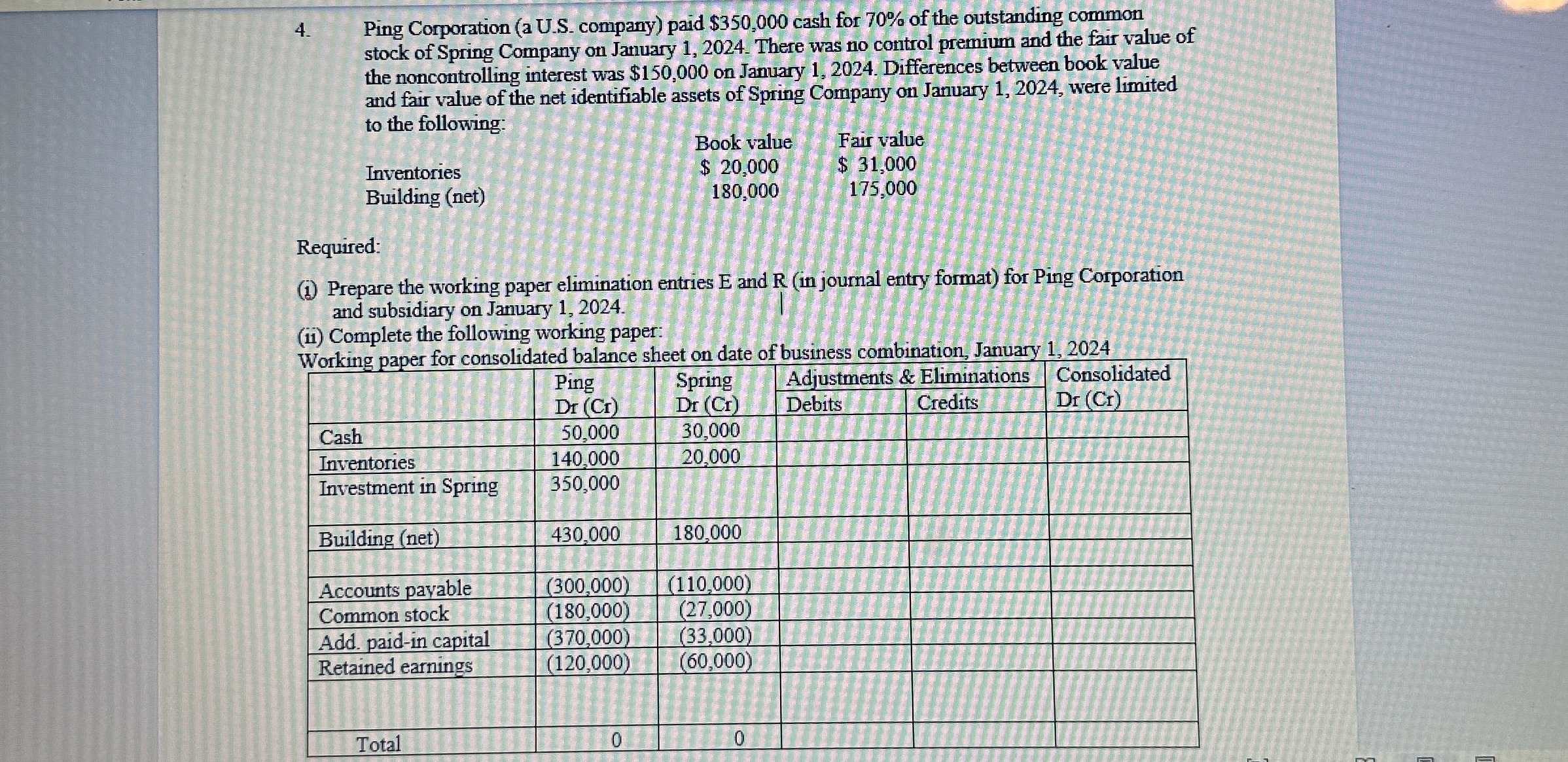  Ping Corporation (a U.S. company) paid $350,000 cash for 70% of