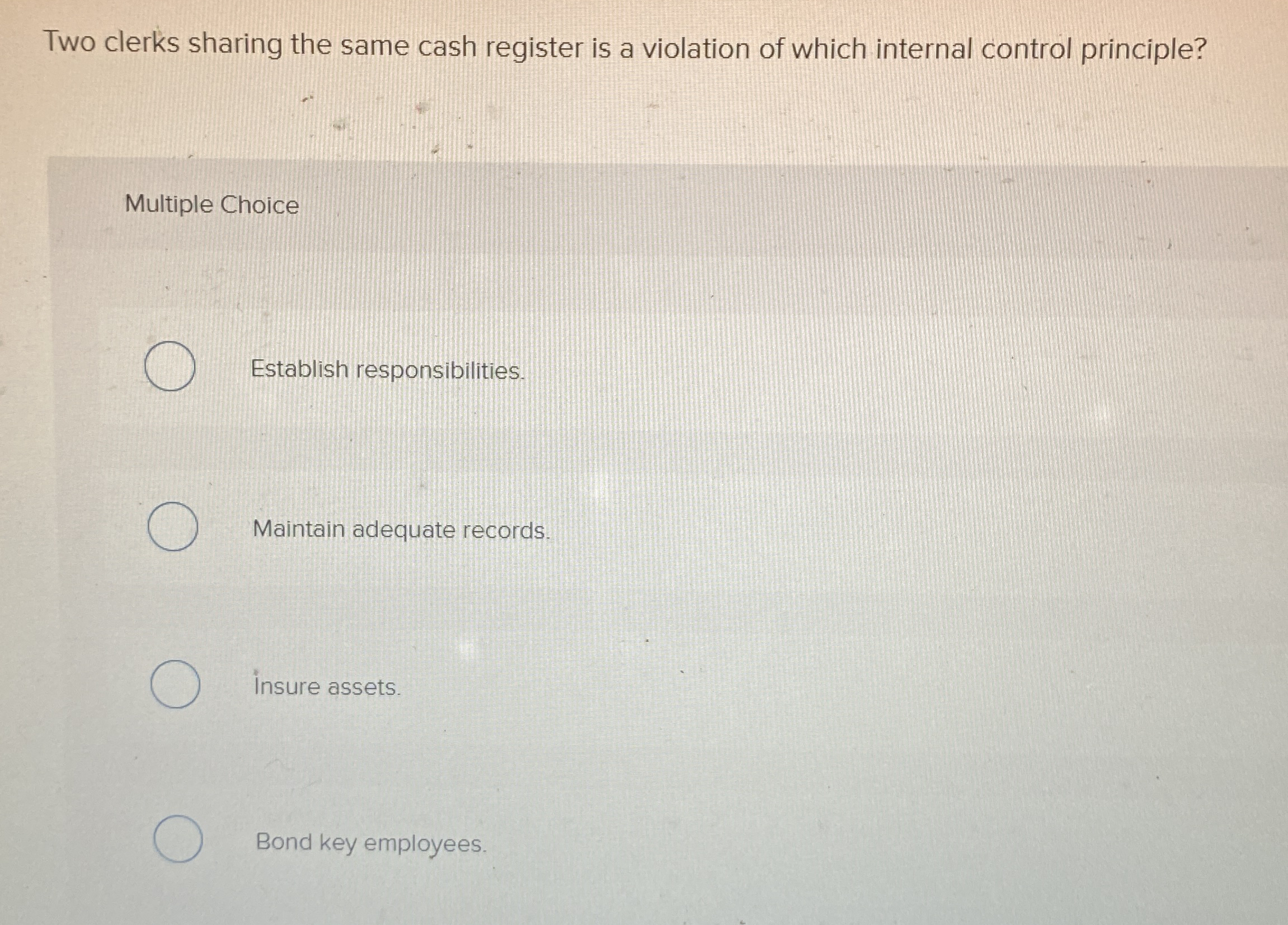  Two clerks sharing the same cash register is a violation of