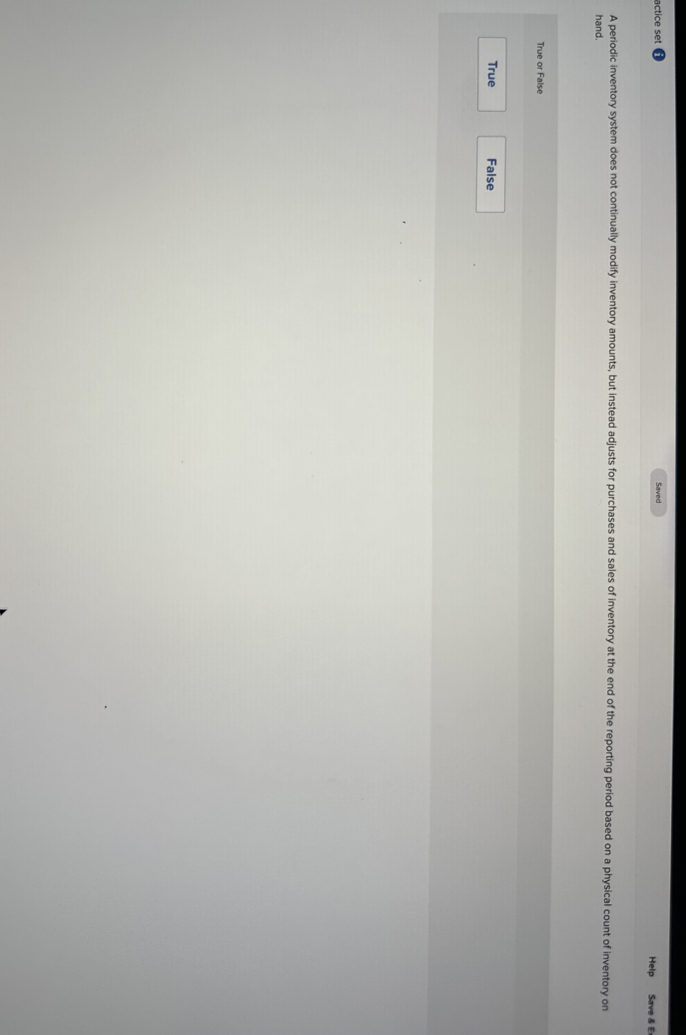  A periodic inventory system does not continually modify inventory amounts, but