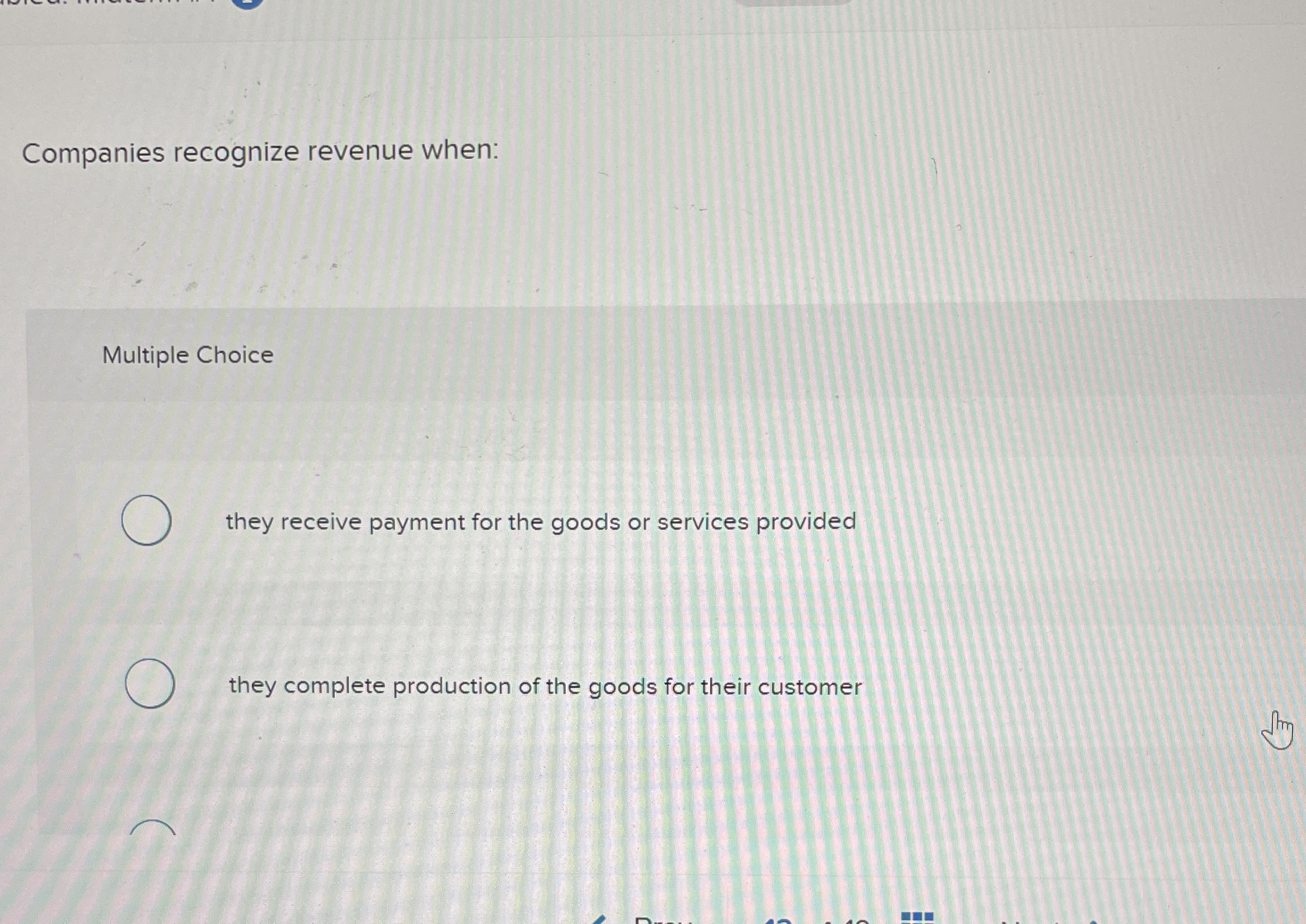  Cash flows from investing activities do not include: Multiple Choice cash