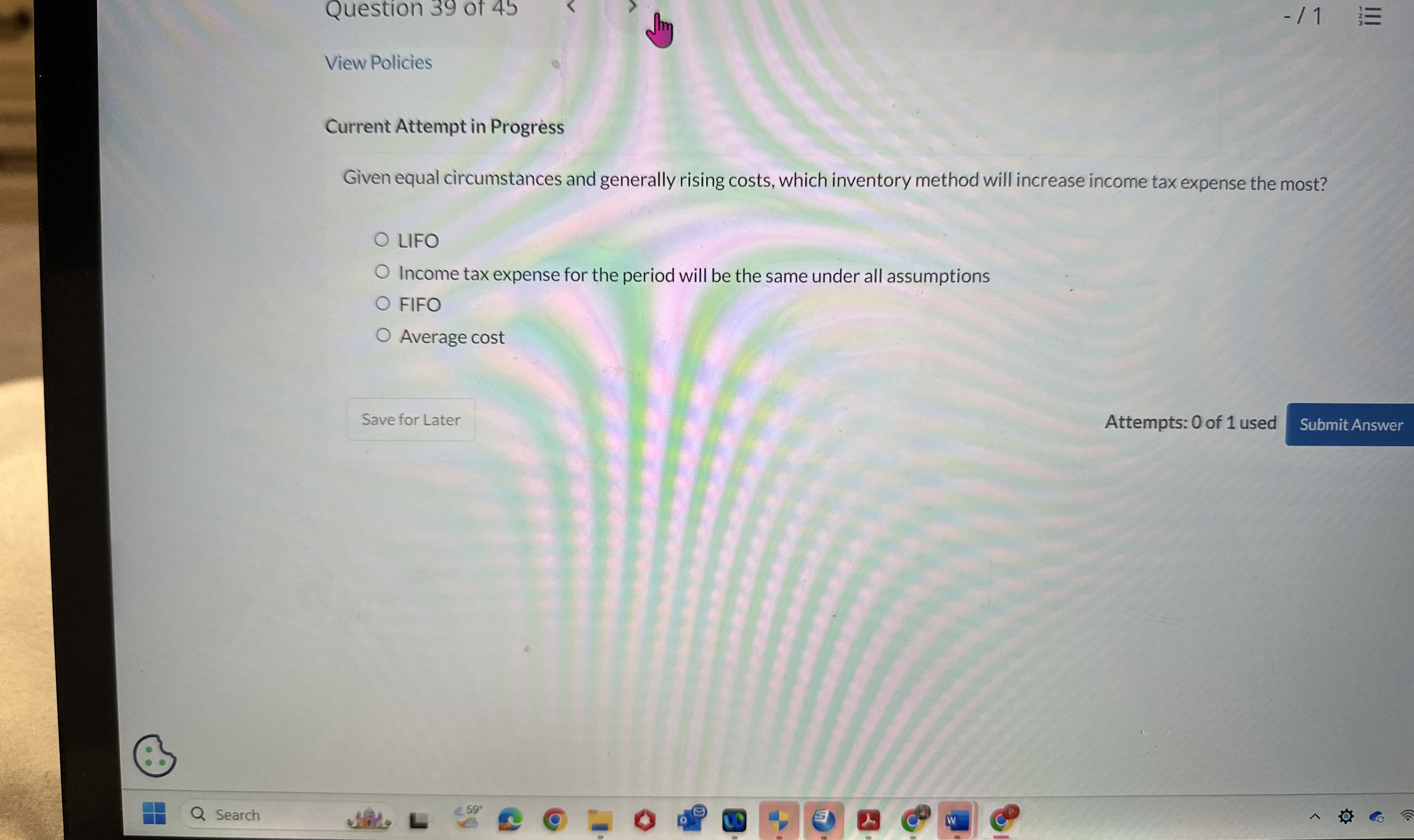  Current Attempt in Progress Given equal circumstances and generally rising costs,