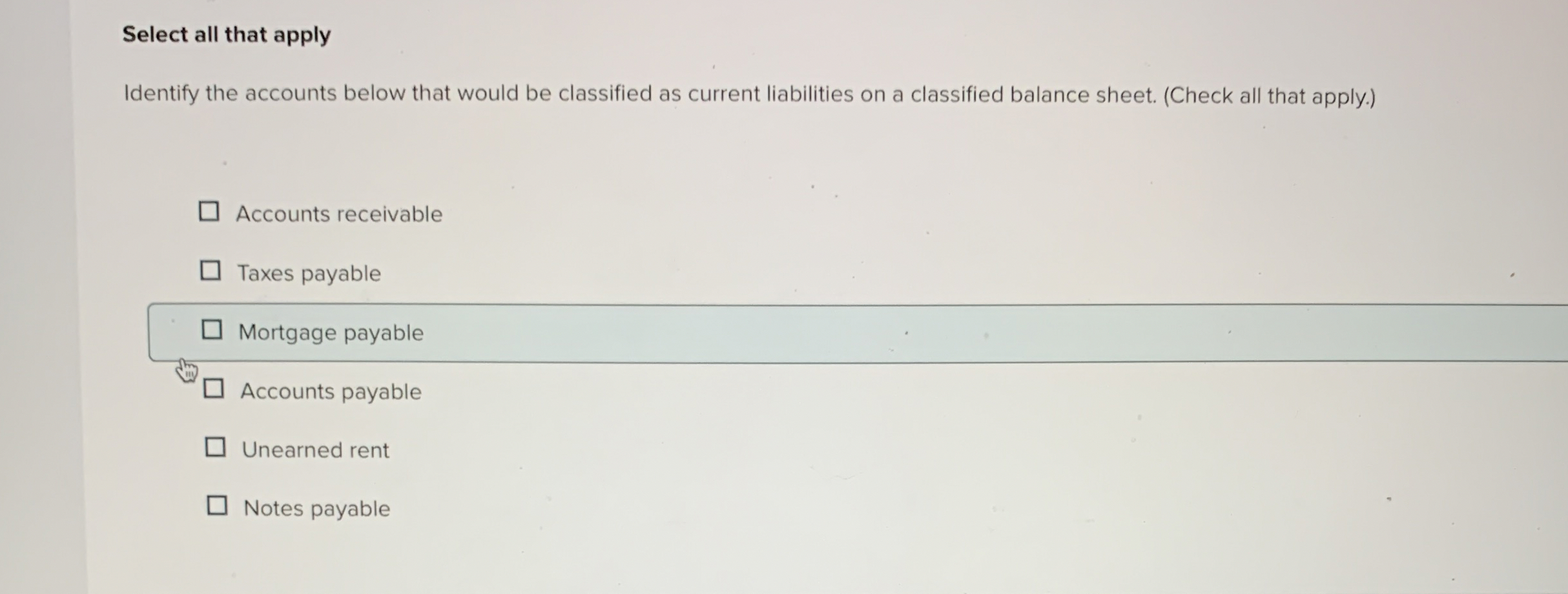  Select all that apply Identify the accounts below that would be