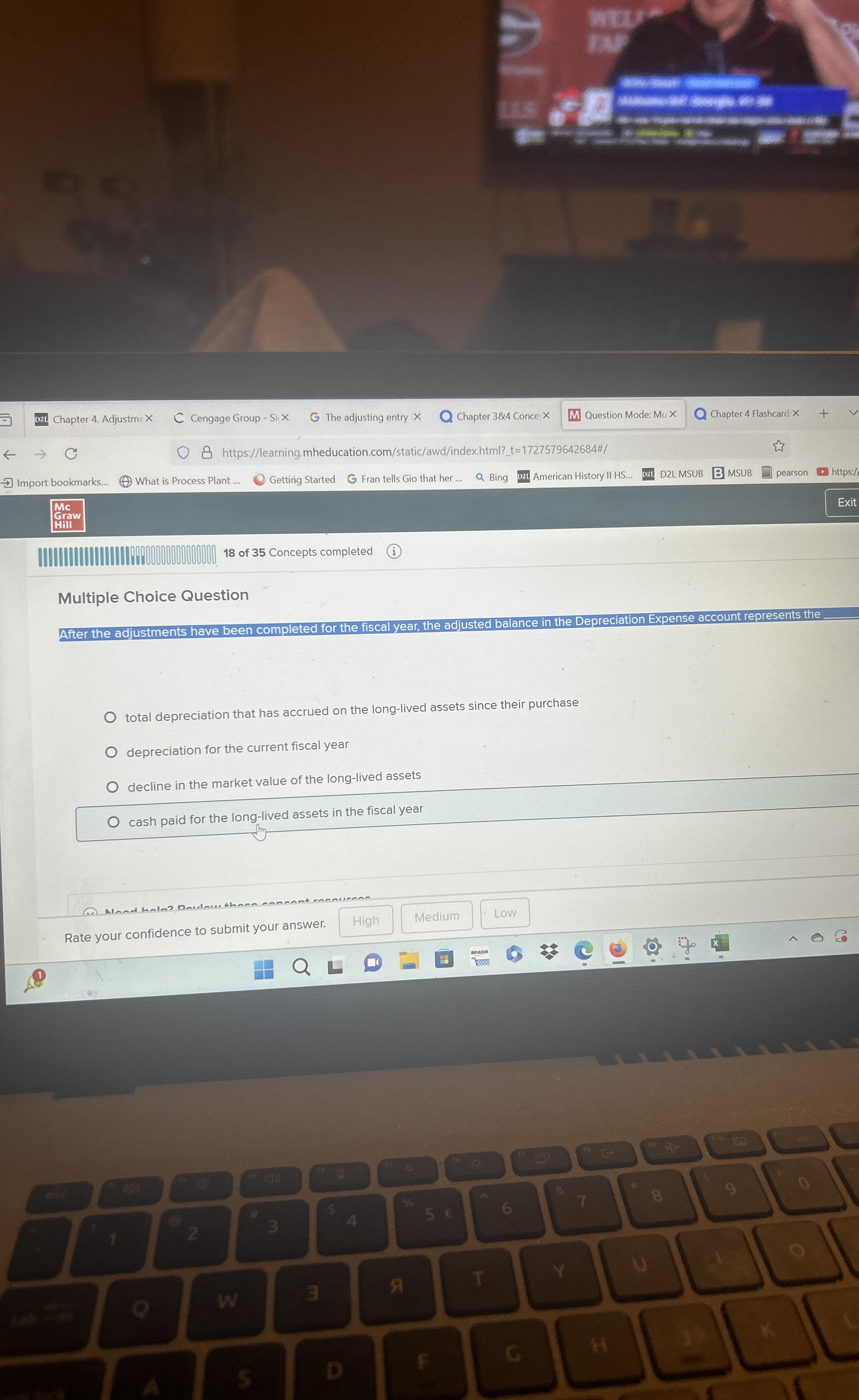  Multiple Choice Question After the adjustments have been completed for the