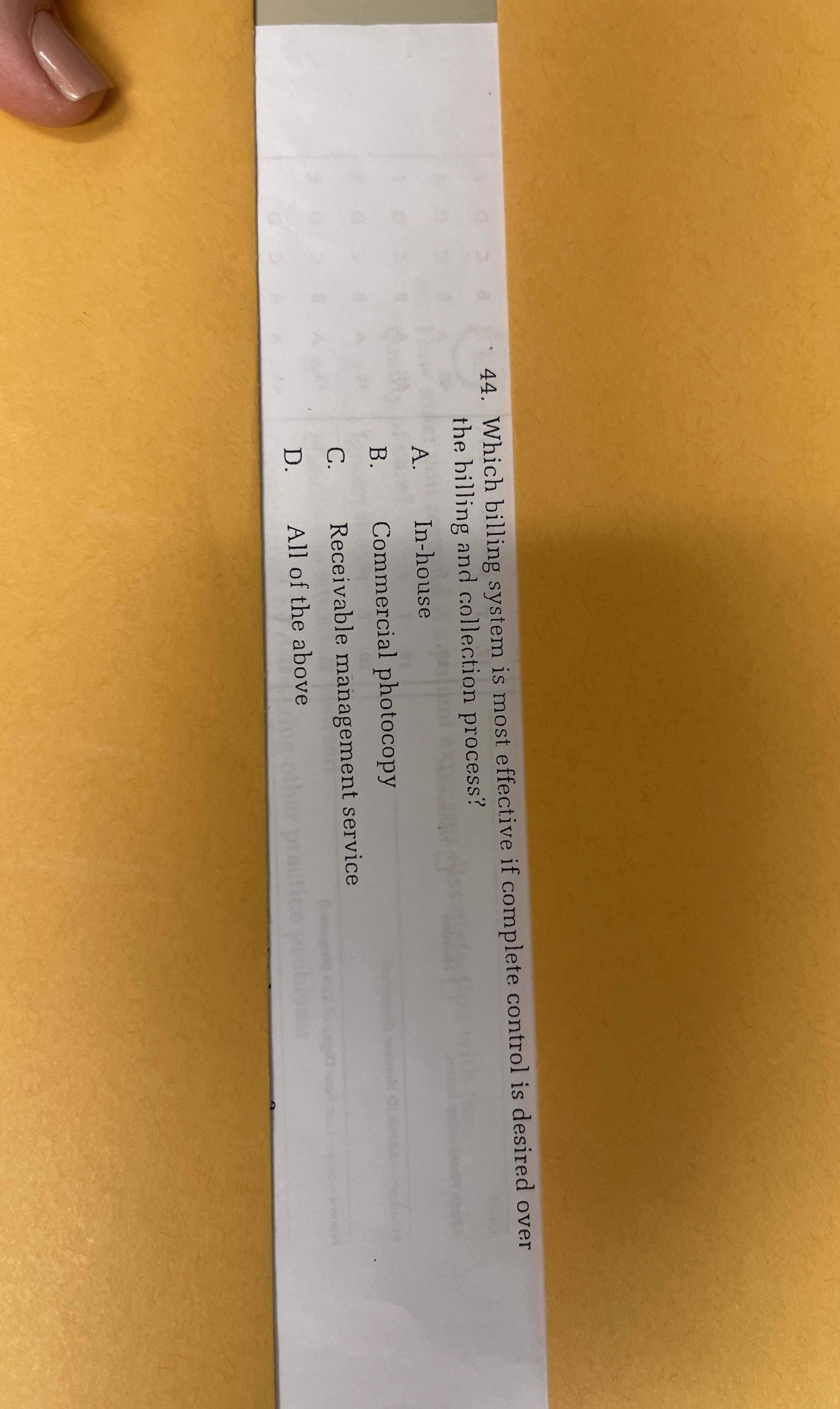  Which billing system is most effective if complete control is desired