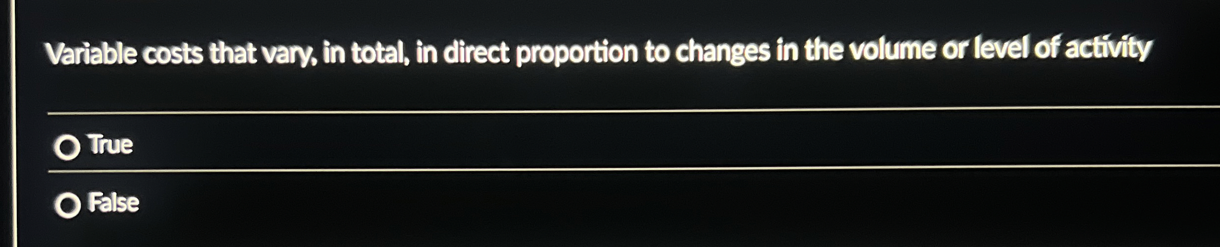 Variable costs that vary, in total, in direct proportion to changes