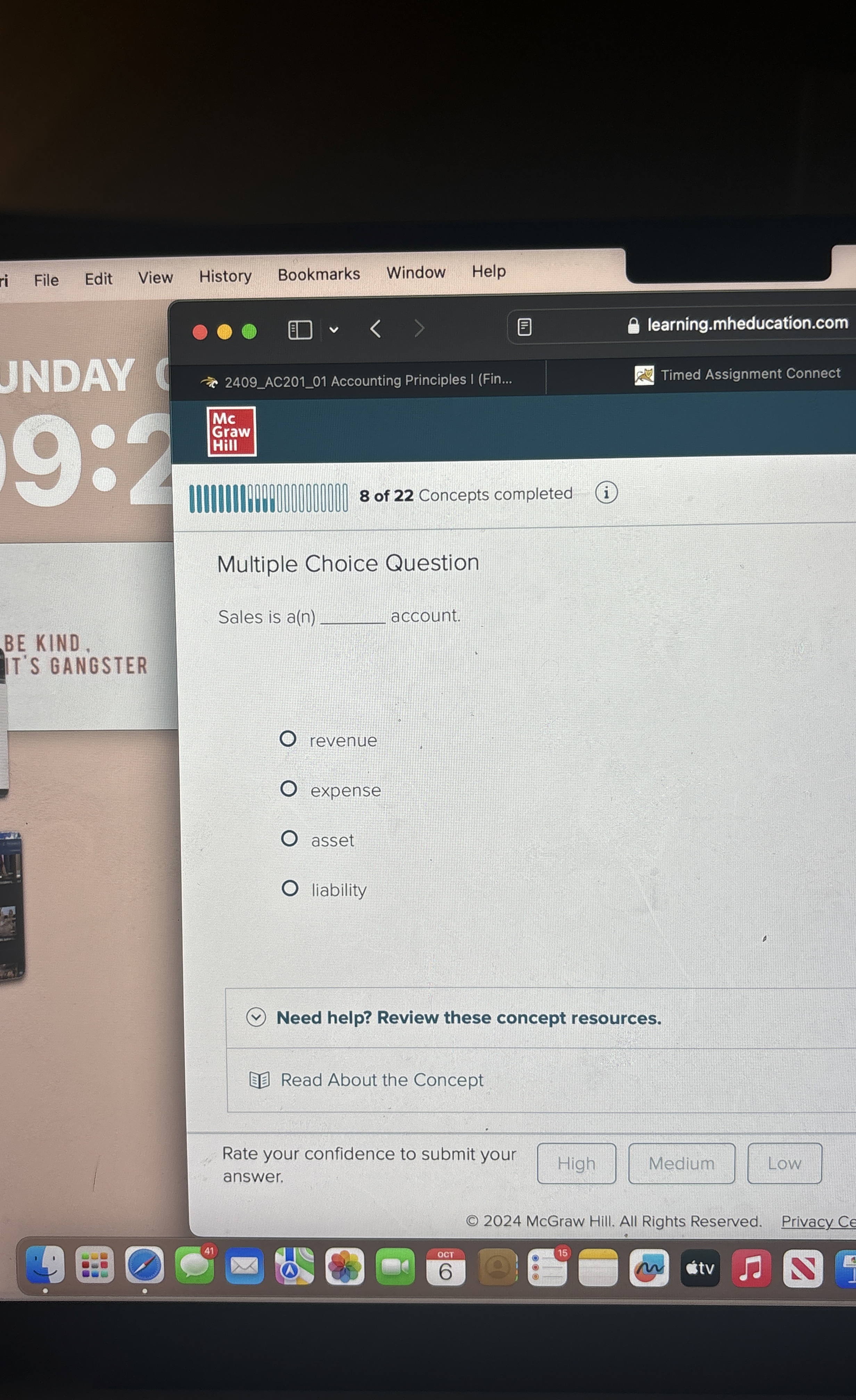  Multiple Choice Question Sales is a(n) account. revenue expense asset liability