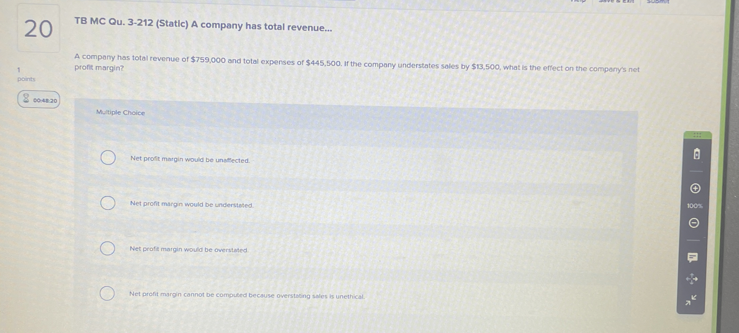  TB MC Qu.3-212(Statlc) A company has total revenue... A company has