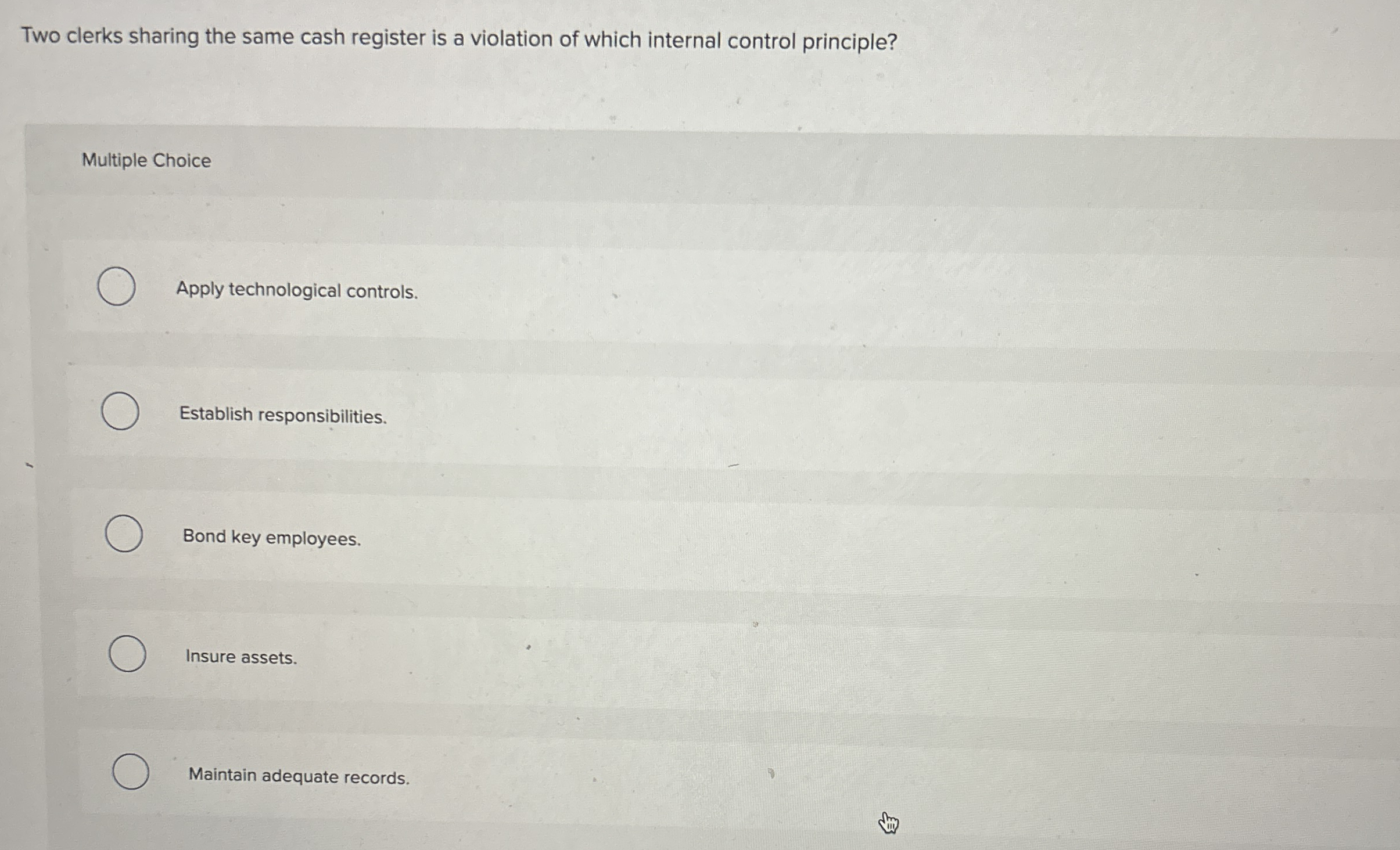  Two clerks sharing the same cash register is a violation of