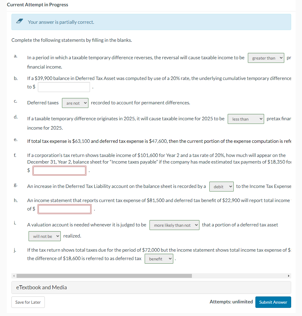  Current Attempt in Progress Your answer is partially correct. Complete the