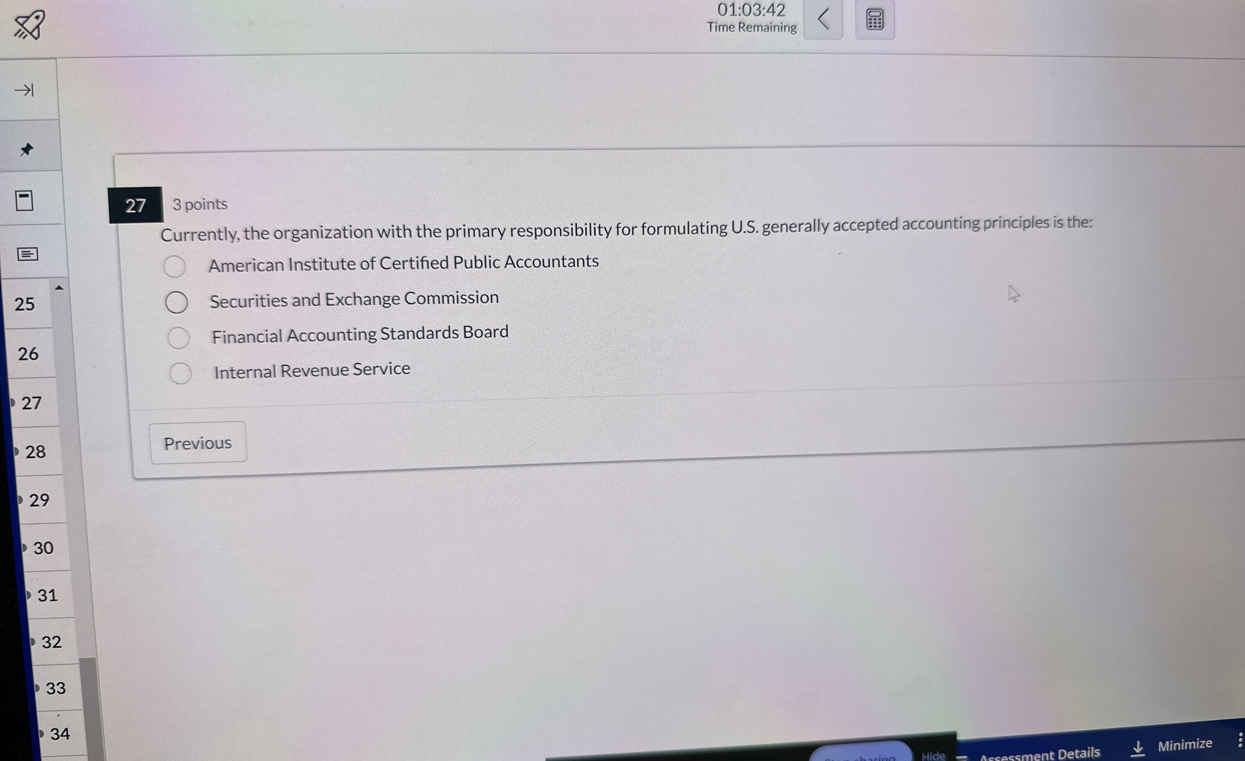  27 3 points Currently, the organization with the primary responsibility for