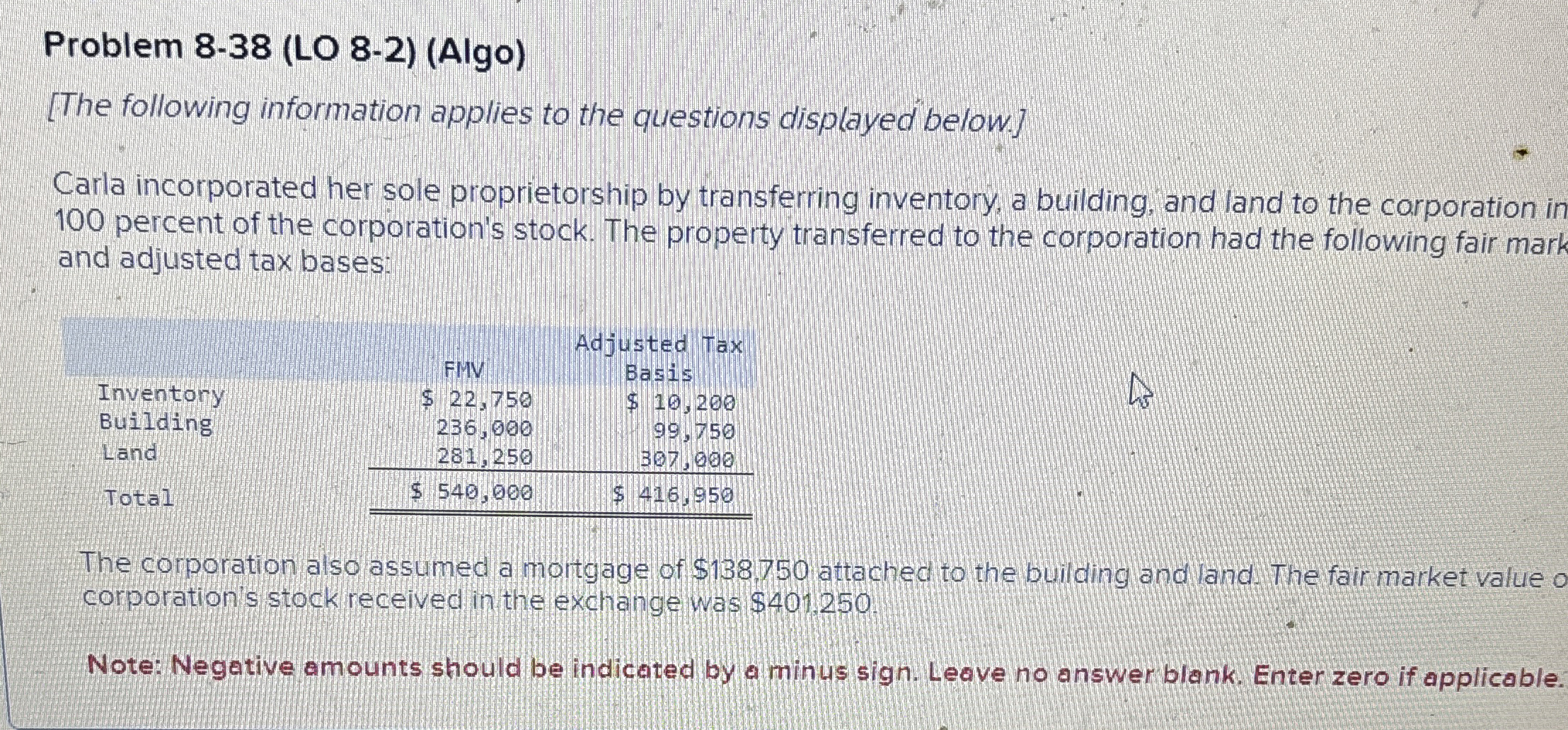  Problem 8-38(LO 8-2)(Algo) [The following information applies to the questions displayed