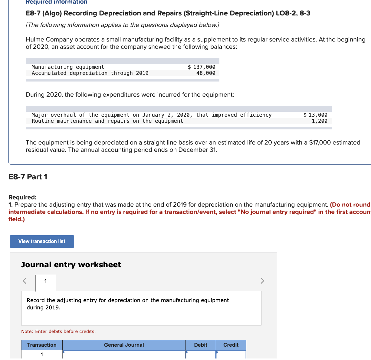  E8-7 Part 2 Starting at the beginning of 2020, what is