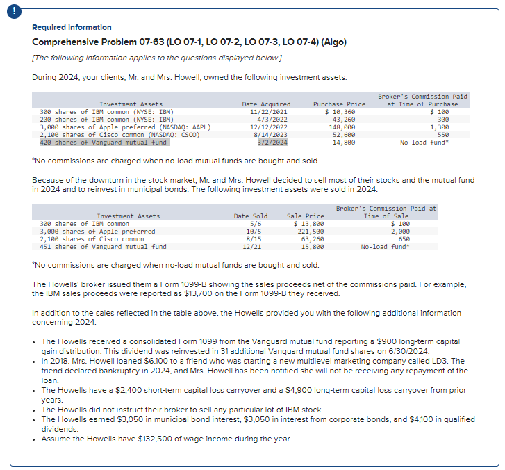 Required Information Comprehensive Problem 07\(\cdot \)63(LO 07-1, LO 07-2, LO 07\(\cdot