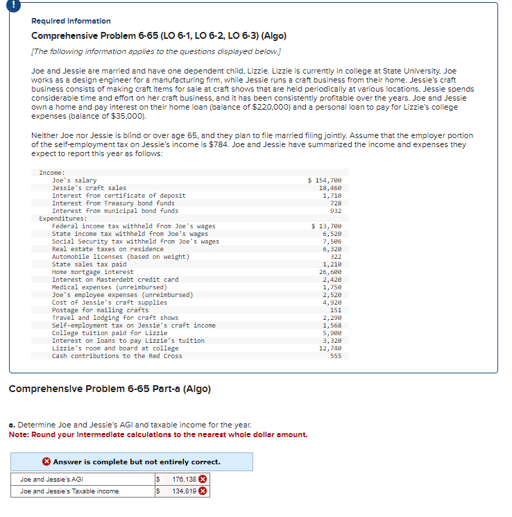  ! Required Informatlon Comprehensive Problem 6-65(LO 6-1, LO 6-2, LO 6-3)(Algo)