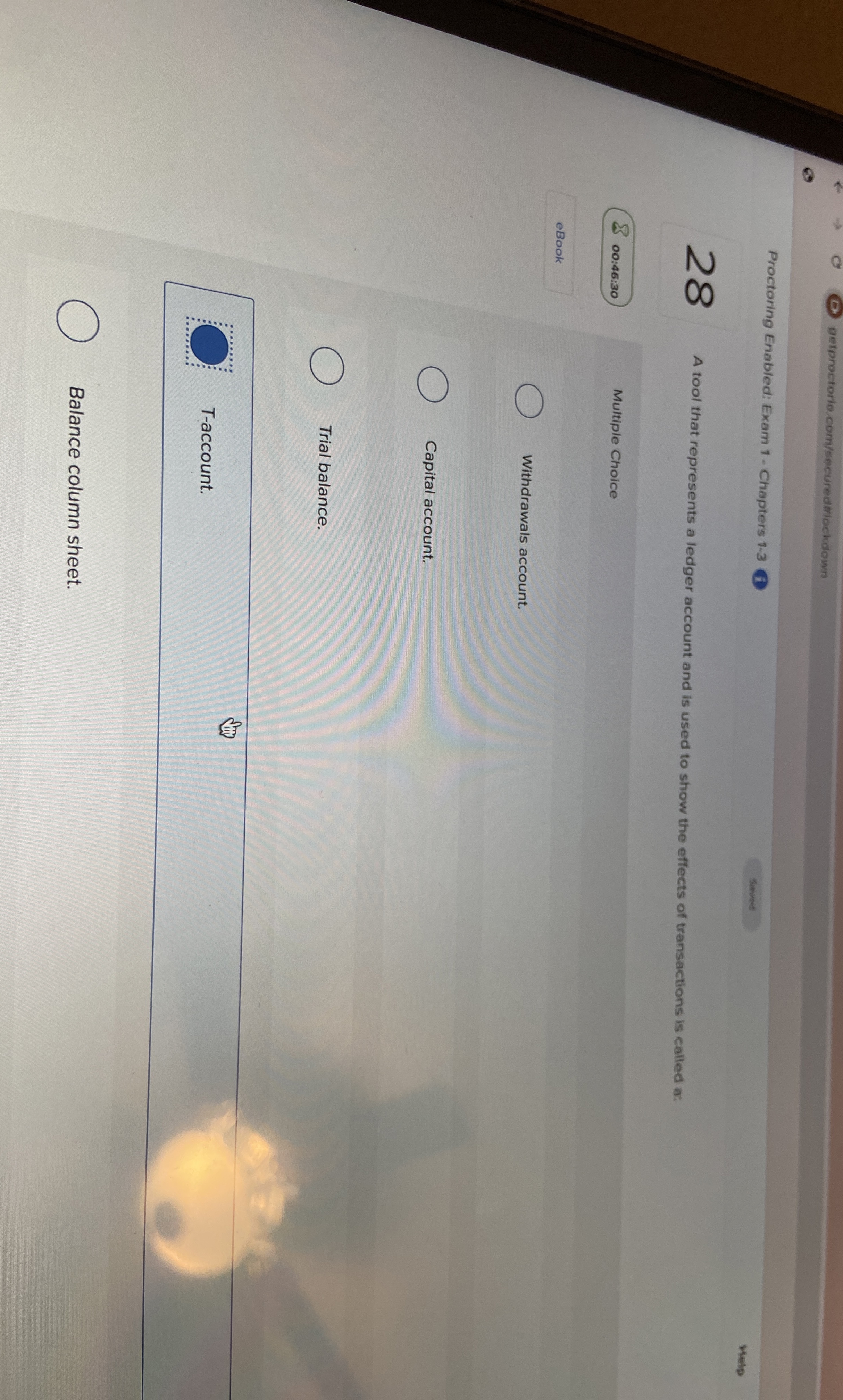  28 A tool that represents a ledger account and is used