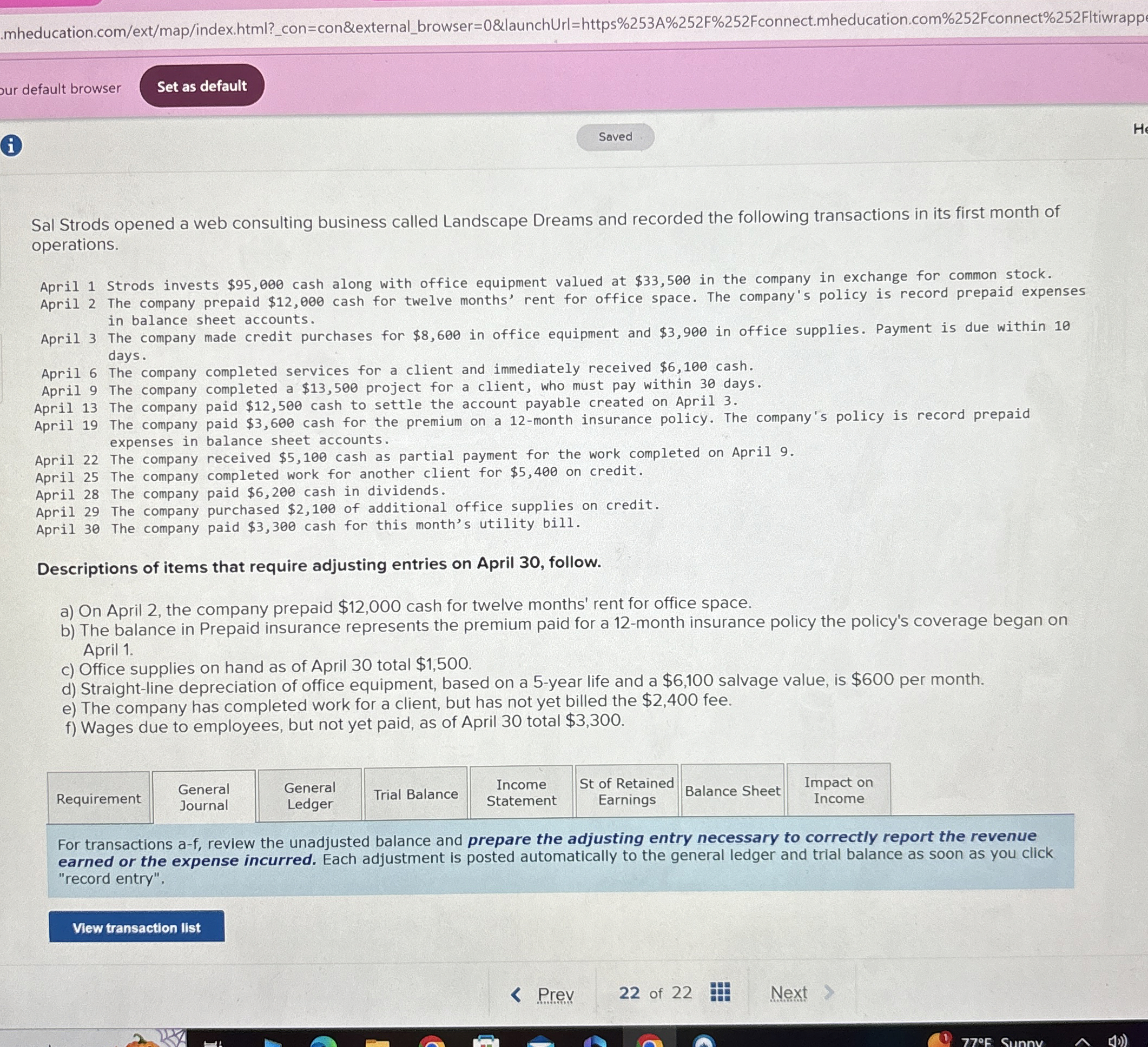  Sal Strods opened a web consulting business called Landscape Dreams and