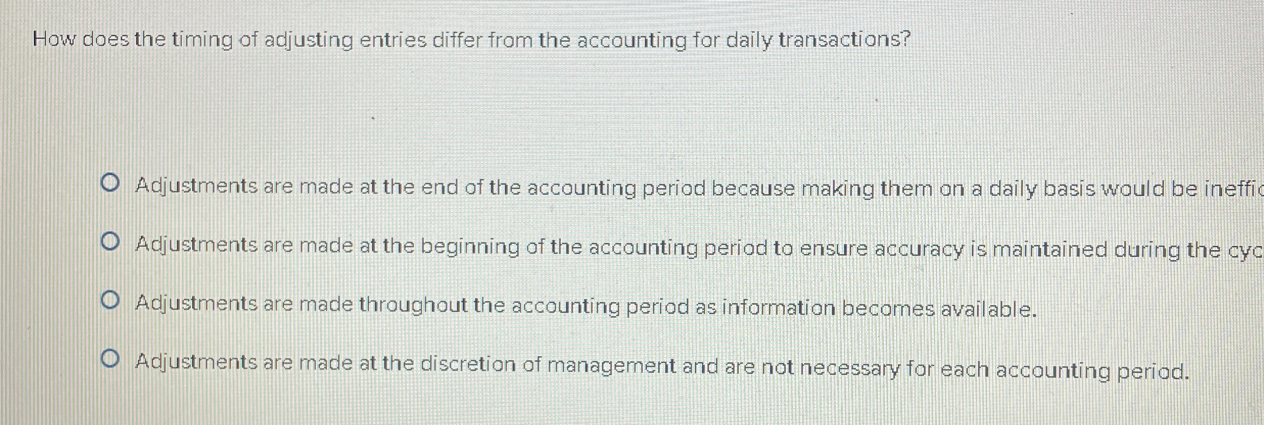 How does the timing of adjusting entries differ from the accounting