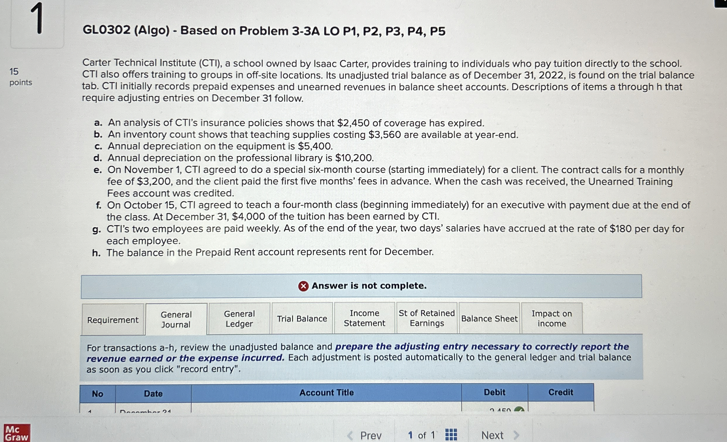  1 GLO302(Algo)- Based on Problem 3-3A LO P1, P2, P3, P4,