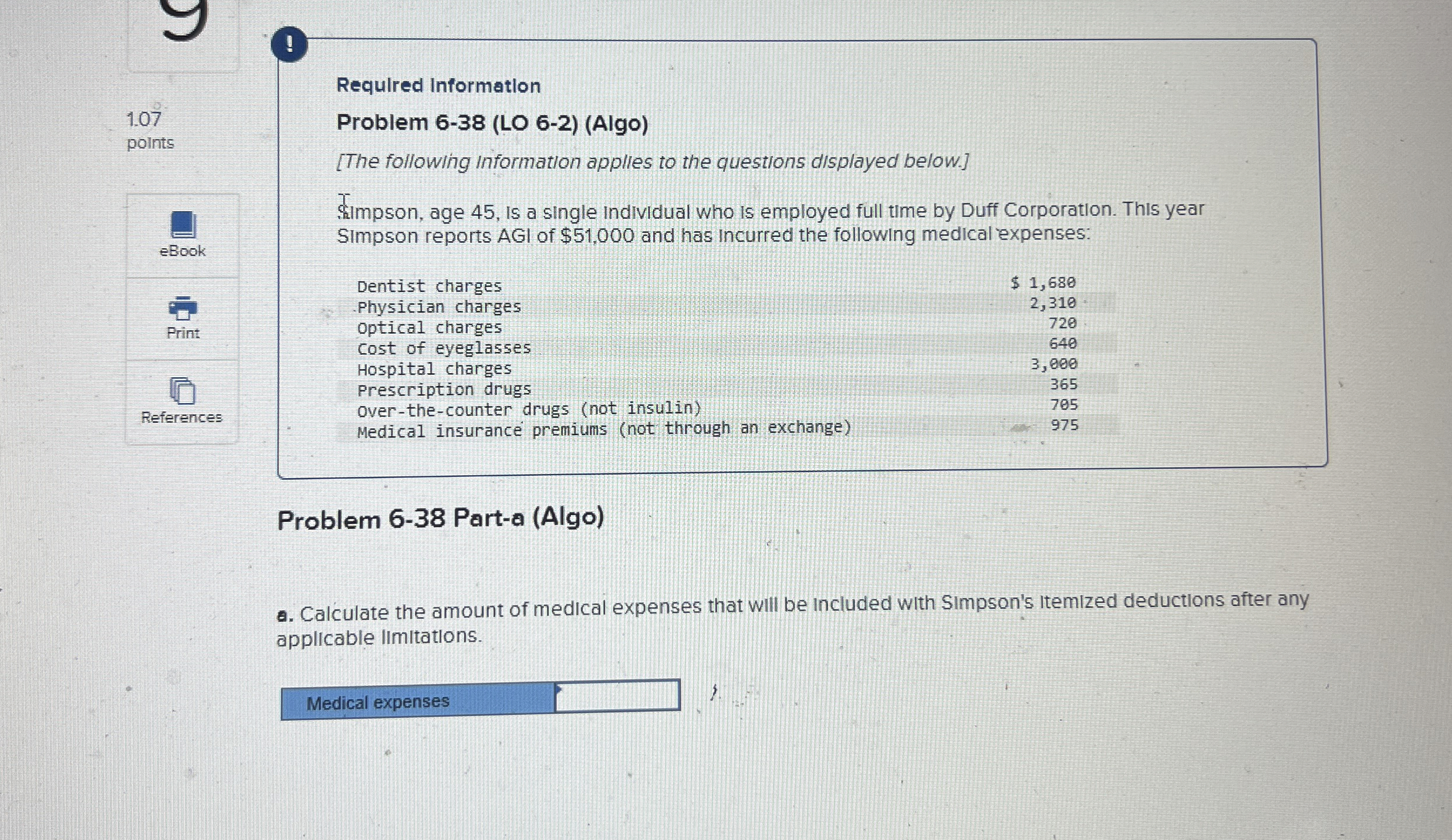  ! 1.07 points Refook Required Information Problem 6-38(LO 6-2)(Algo) [The following