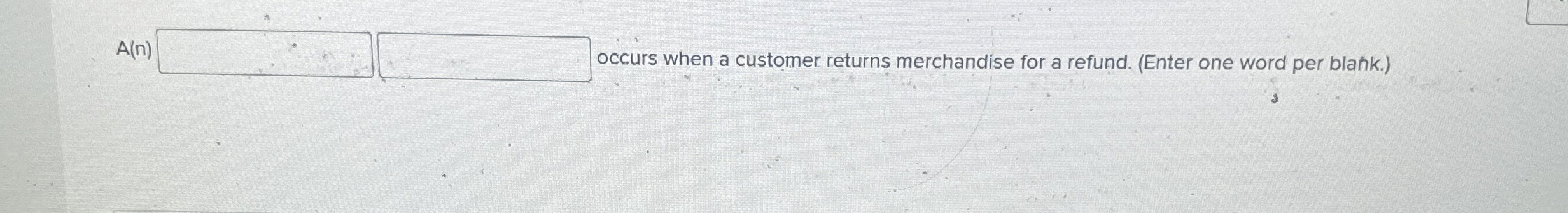  A(n) occurs when a customer returns merchandise for a refund. (Enter