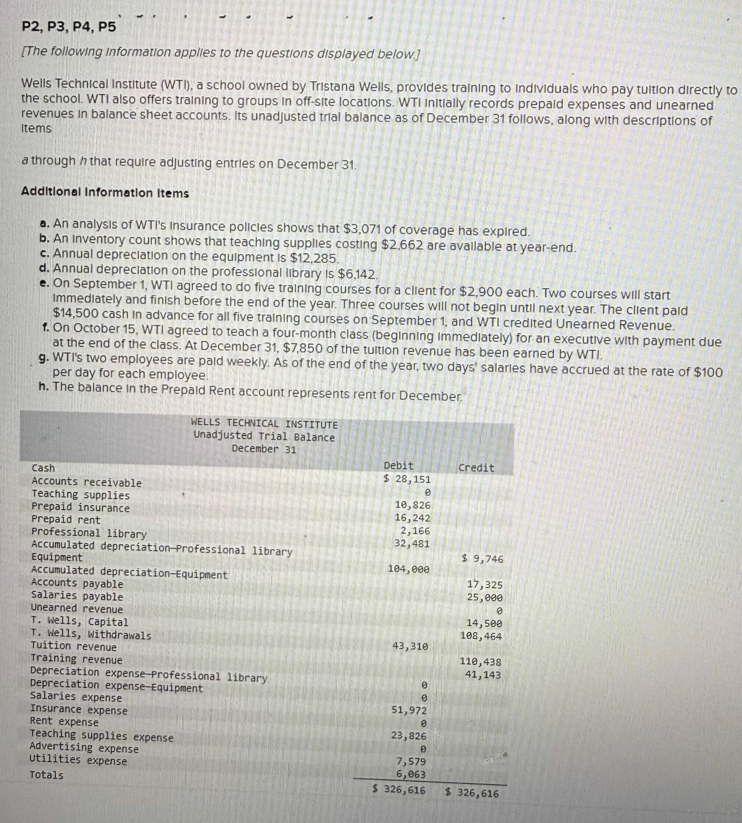  P2, P3, P4, P5 [The following information applies to the questions