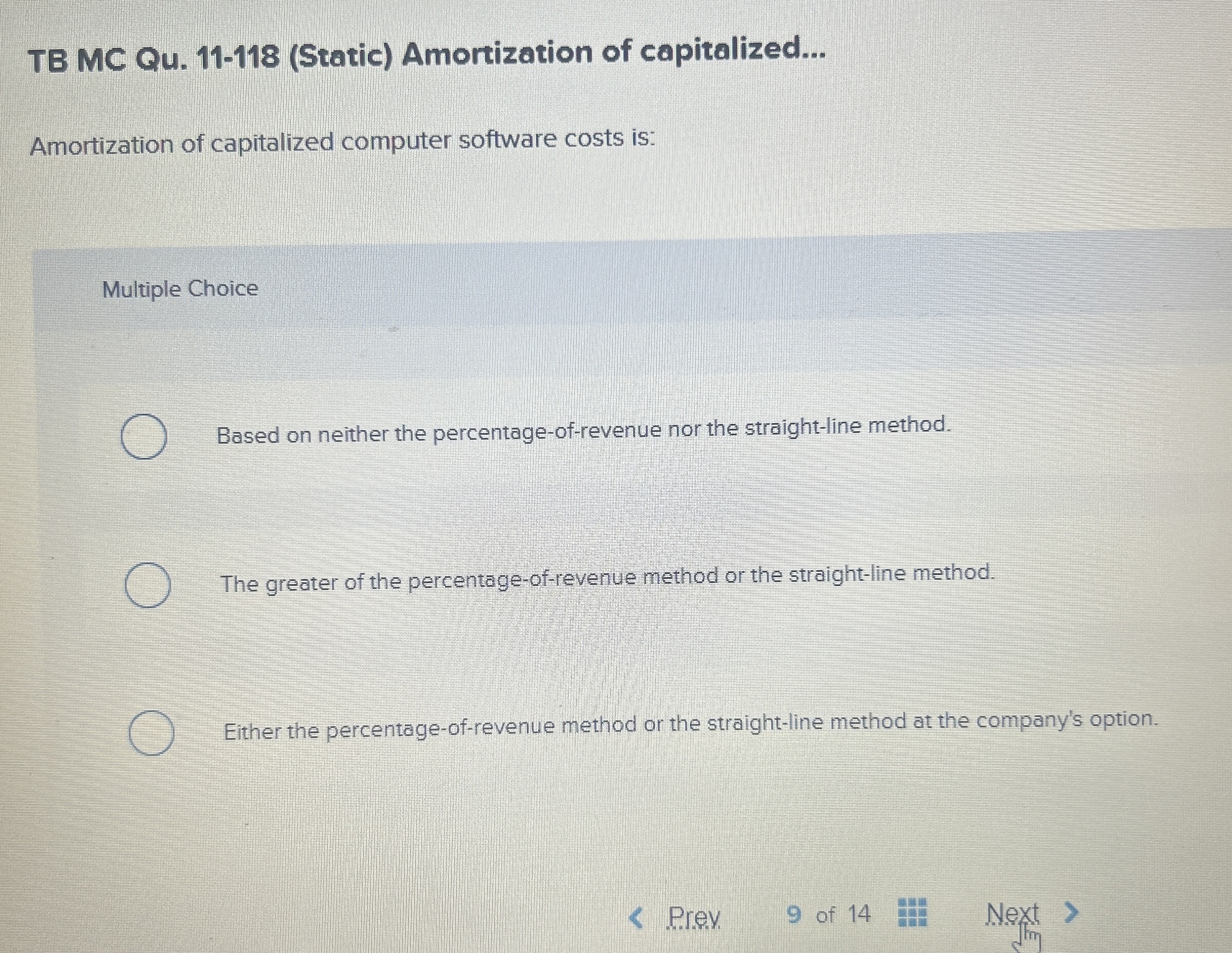  TB MC Qu.11-118(Static) Amortization of capitalized... Amortization of capitalized computer software
