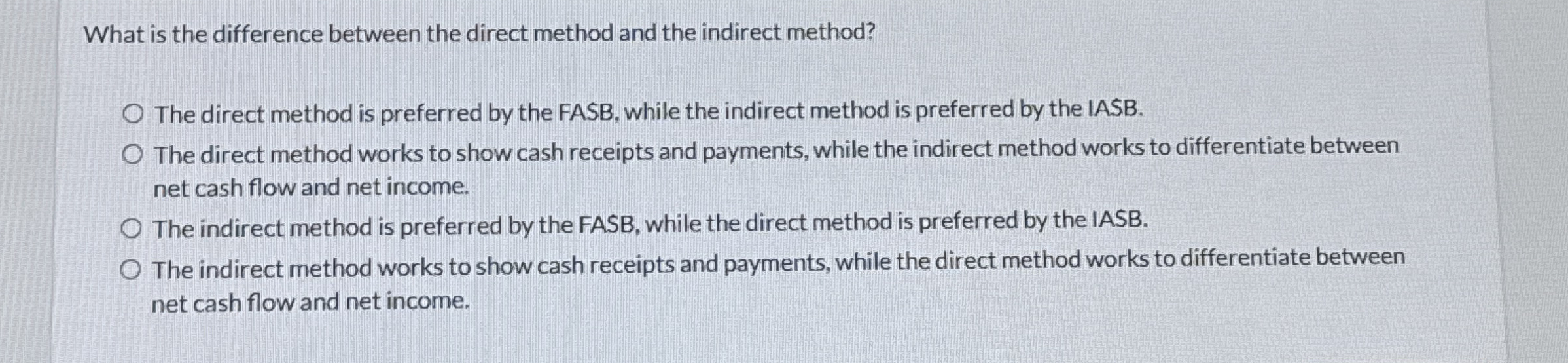  What is the difference between the direct method and the indirect