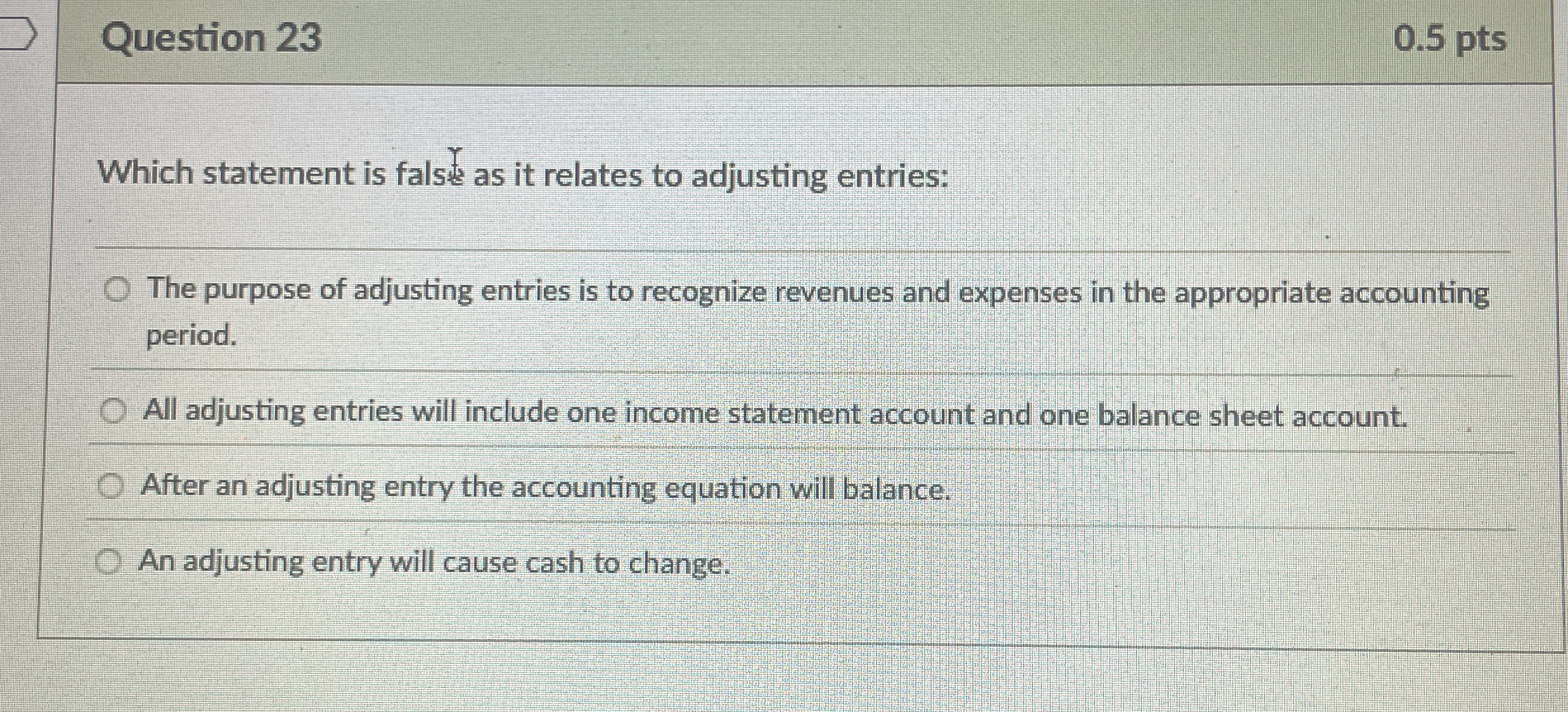  Question 23 Which statement is fals as it relates to adjusting