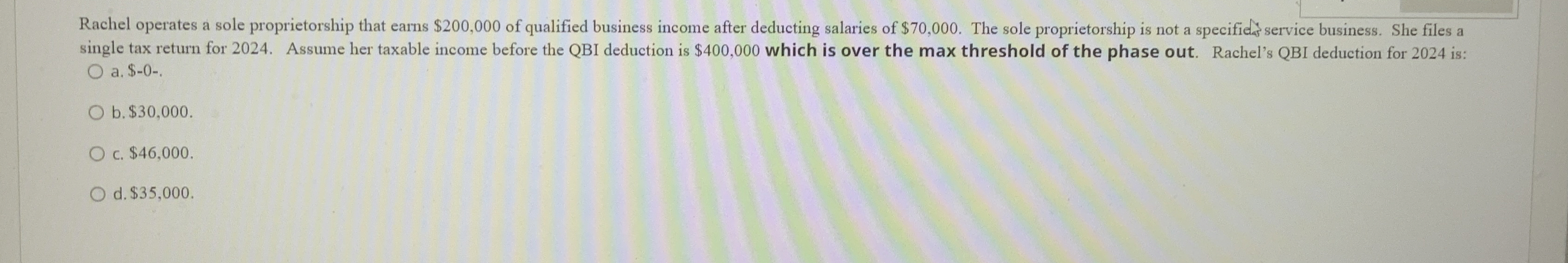  single tax return for 2024. Assume her taxable income before the
