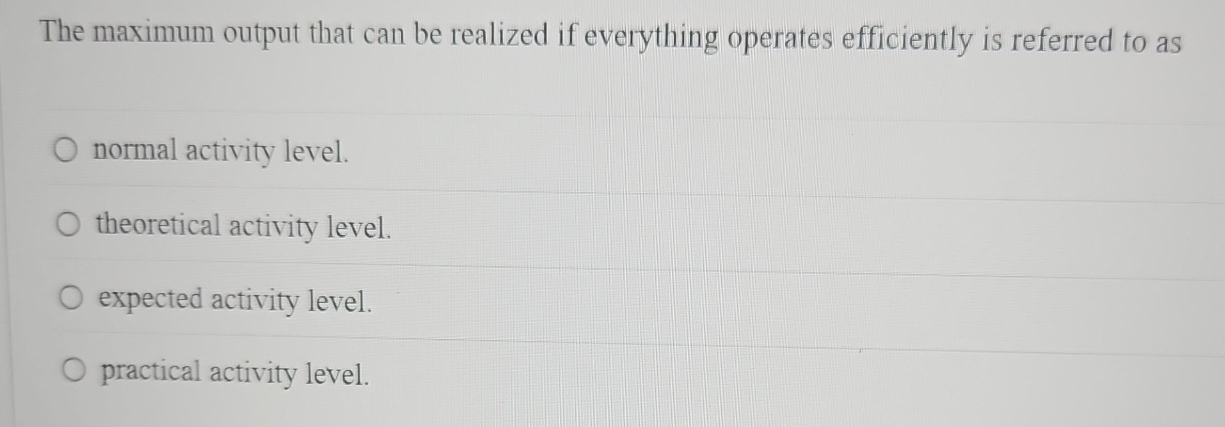  The maximum output that can be realized if everything operates efficiently