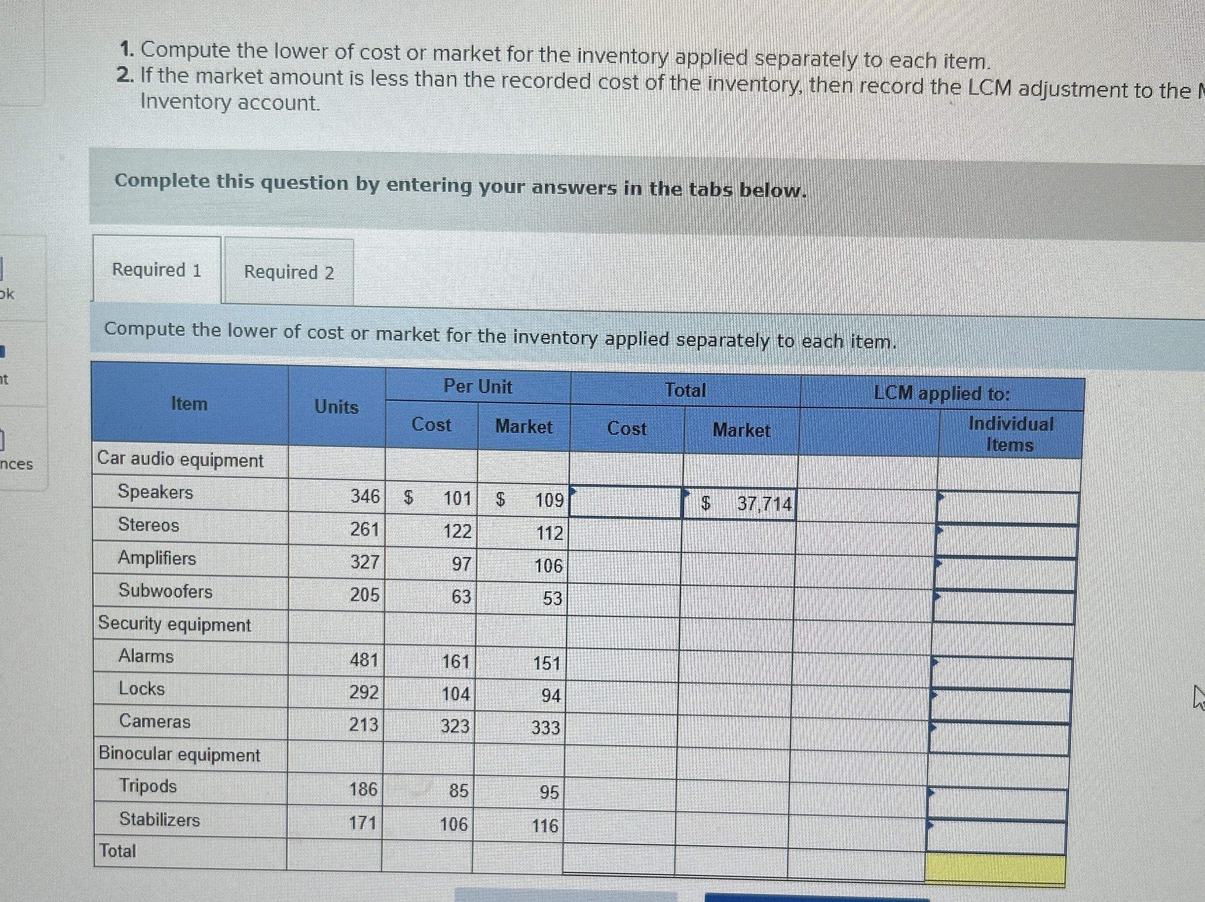  Problem 6-5A (Algo) Lower of cost or market LO P2 A