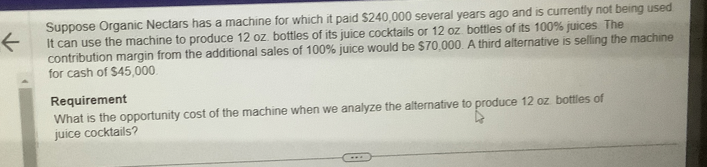  Suppose Organic Nectars has a machine for which it paid $240,000