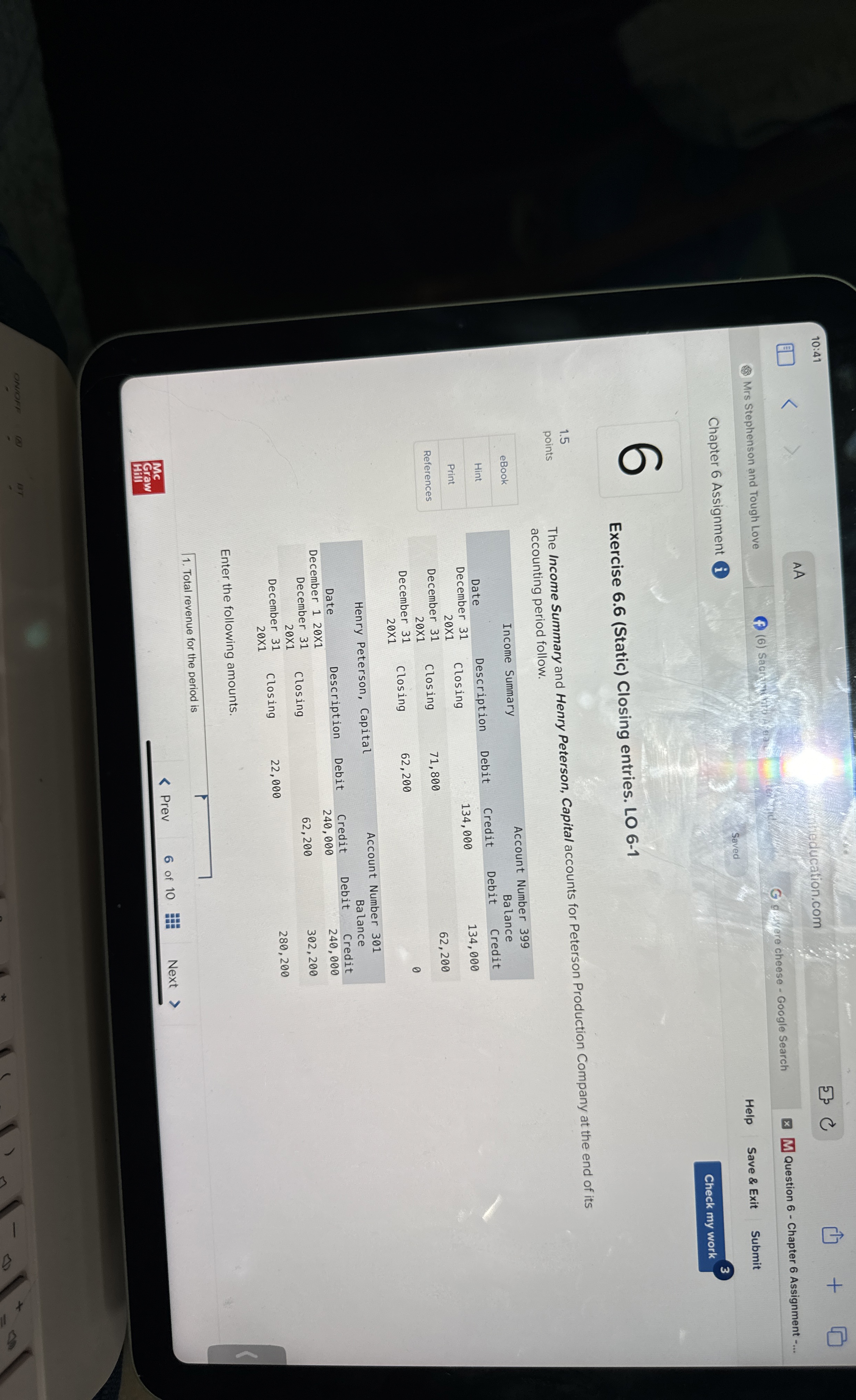  Exercise 6.6(Static) Closing entries. LO 6-1 The Income Summary and Henry